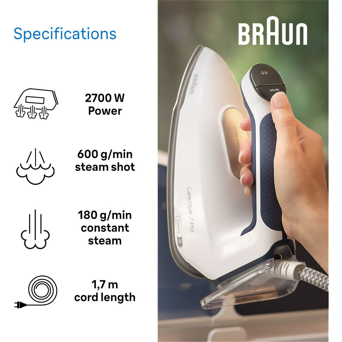 Braun TexStyle 7 Series IS7282BL Steam Generator Iron - White - Blue