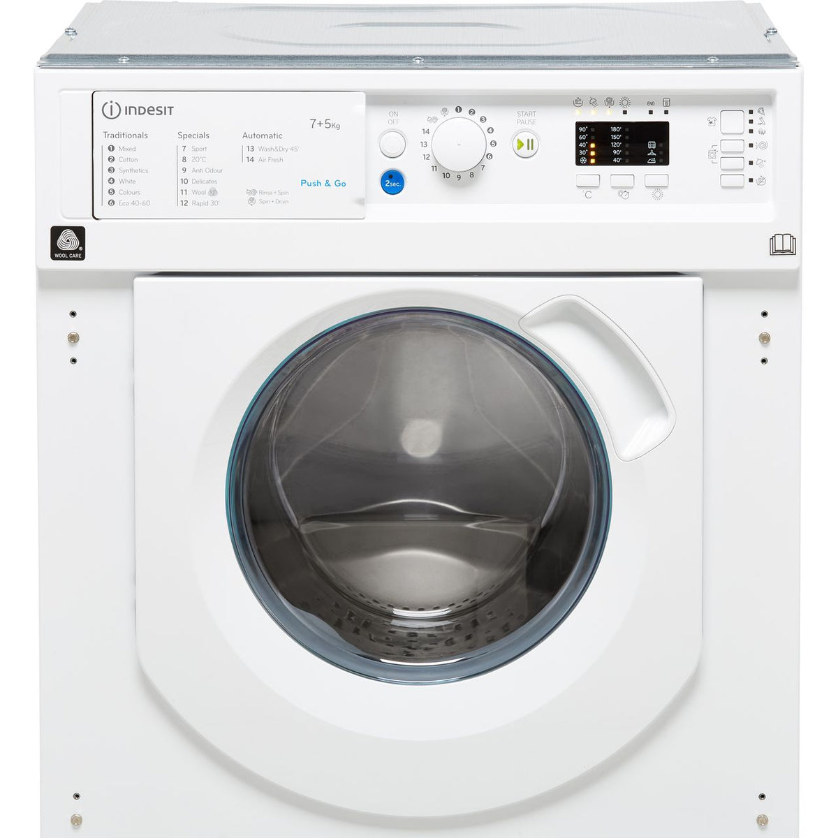 Indesit BIWDIL75125UKN Integrated 7Kg - 5Kg Washer Dryer with 1200 rpm - White - F Rated