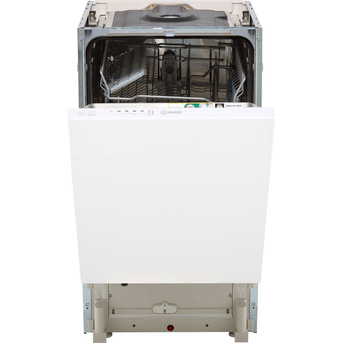 Indesit DSIE2B10UKN Fully Integrated Slimline Dishwasher - White Control Panel with Fixed Door Fixing Kit - F Rated