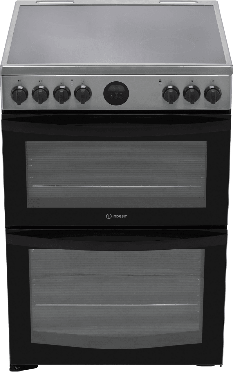 Indesit ID67V9HCX-UK Electric Cooker with Ceramic Hob - Silver - A-A Rated