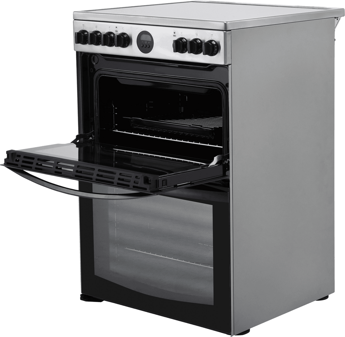 Indesit ID67V9HCX-UK Electric Cooker with Ceramic Hob - Silver - A-A Rated