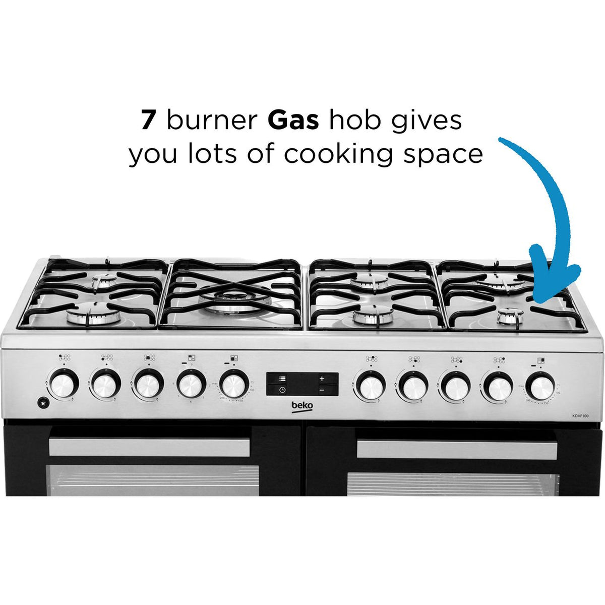 Beko KDVF100X 100cm Dual Fuel Range Cooker - Stainless Steel - A-A Rated