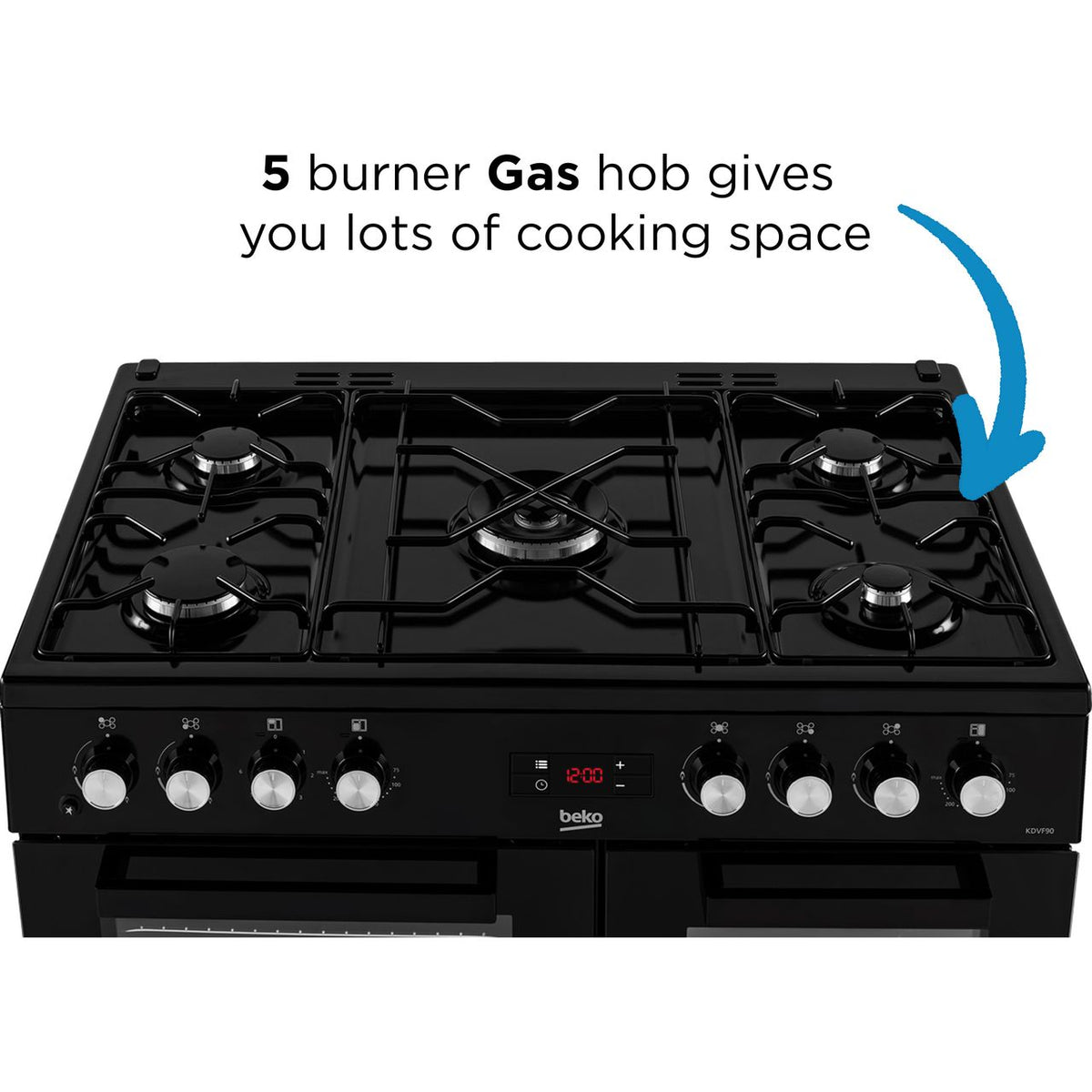 Beko KDVF90K 90cm Dual Fuel Range Cooker - Black - A-A Rated