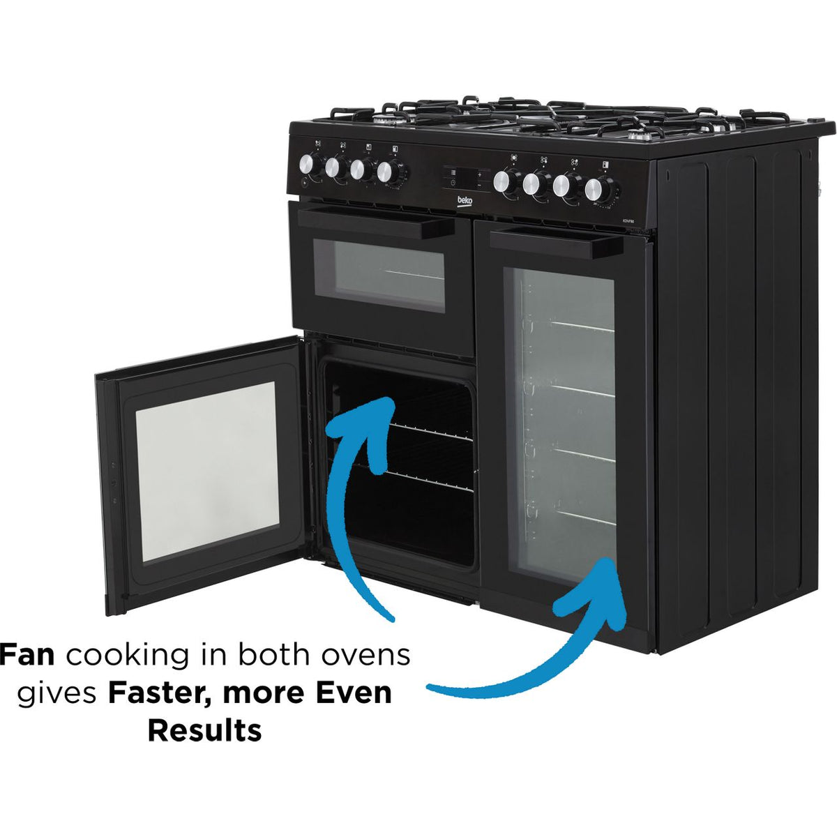 Beko KDVF90K 90cm Dual Fuel Range Cooker - Black - A-A Rated