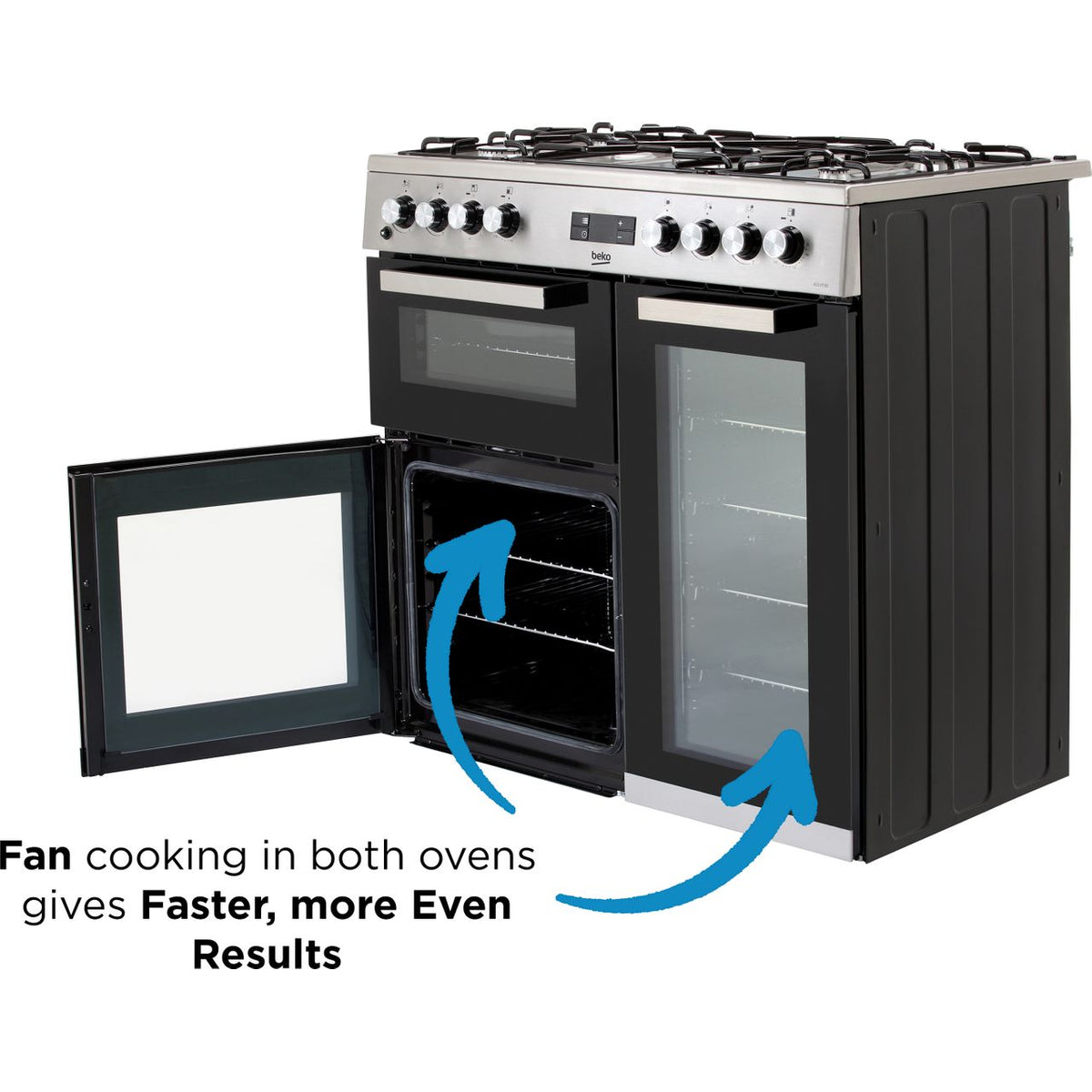 Beko KDVF90X 90cm Dual Fuel Range Cooker - Stainless Steel - A-A Rated