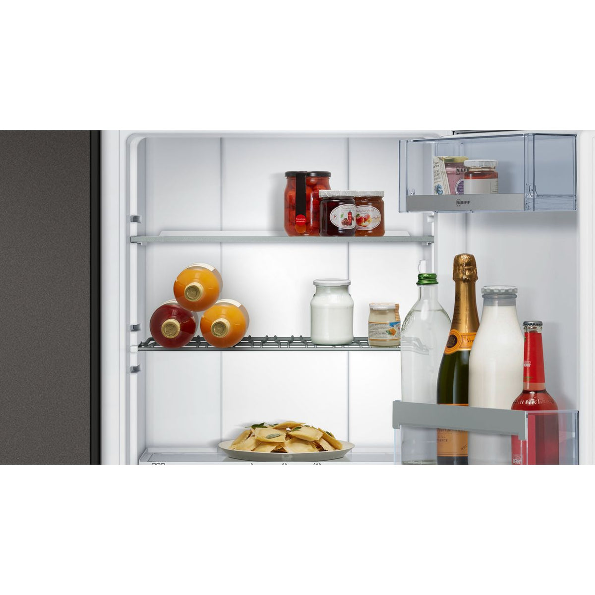 NEFF N90 KI8865DE0 Wifi Connected Integrated 60-40 Frost Free Fridge Freezer with Fixed Door Fixing Kit - White - E Rated