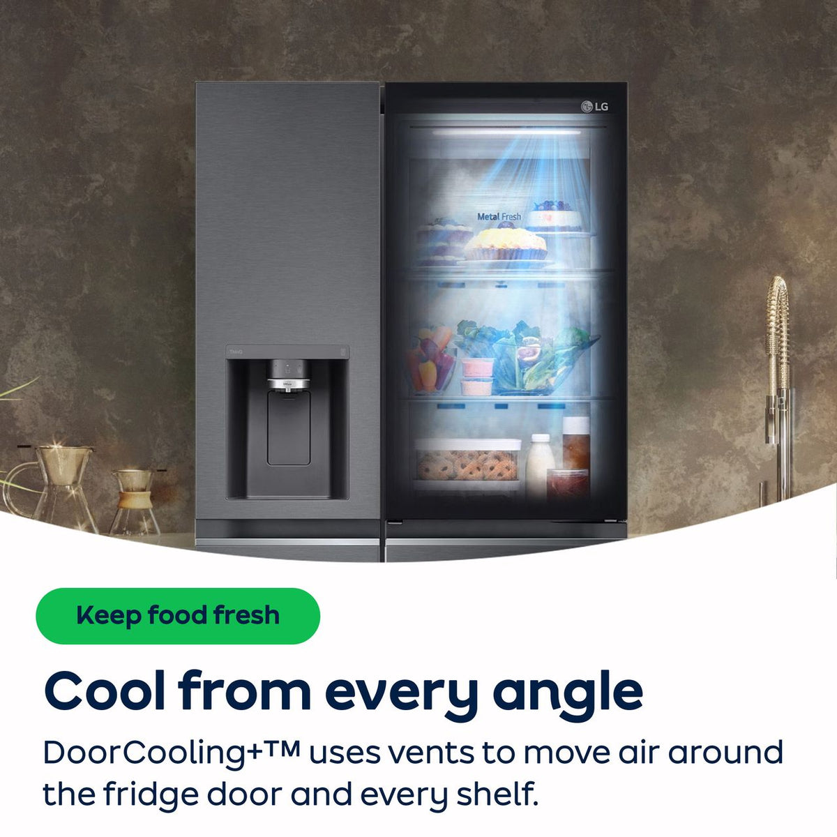 LG NatureFRESH™ GMB844PZ4E Wifi Connected Frost Free American Fridge Freezer - Shiny Steel - E Rated