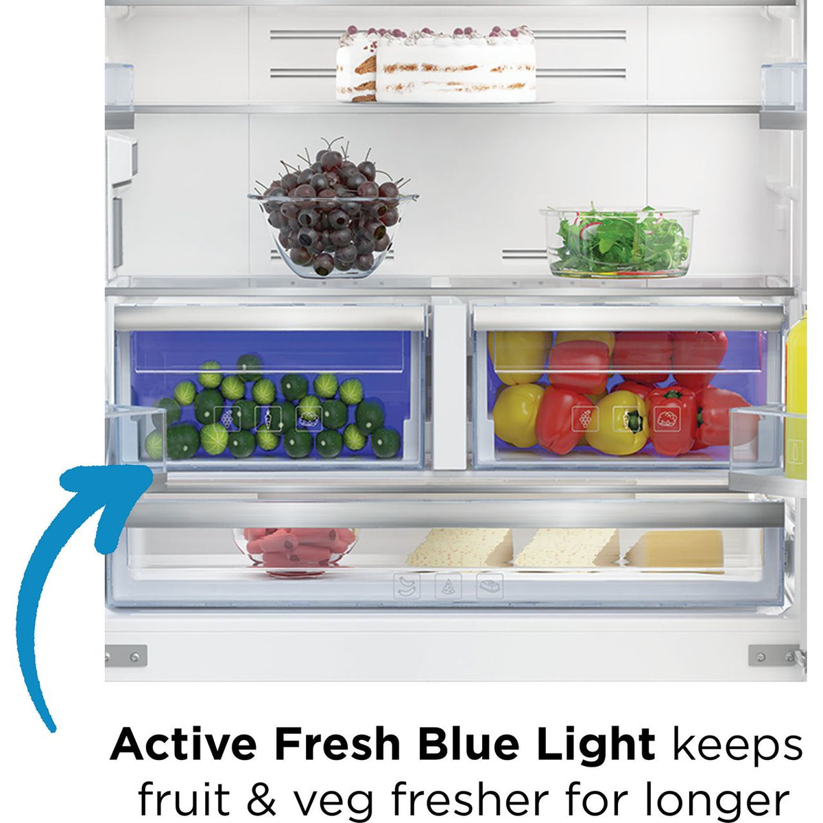 Beko MN1436224DPS Plumbed Frost Free American Fridge Freezer - Stainless Steel Effect - F Rated