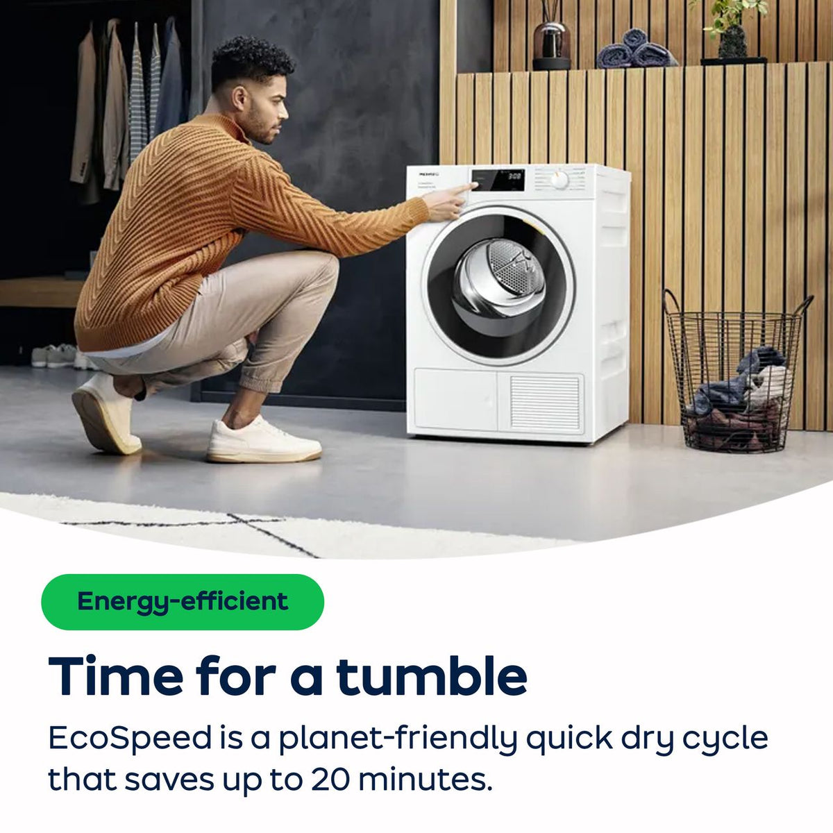 Miele EcoSpeed&Steam TWL780WP Wifi Connected 9Kg Heat Pump Tumble Dryer - Lotus White - A+++ Rated