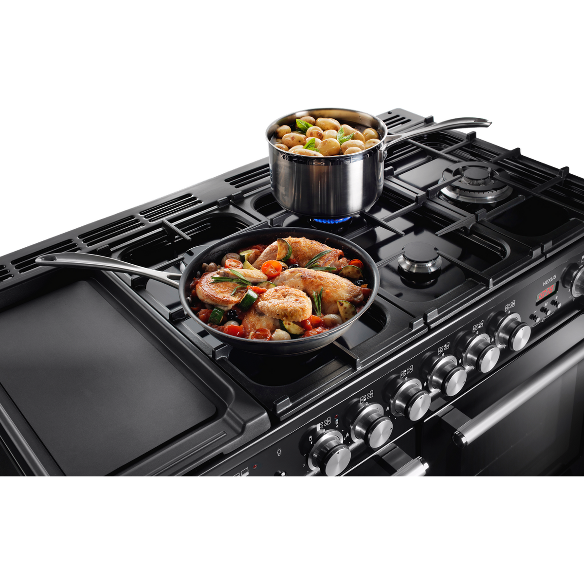 Rangemaster Nexus NEX110DFFBL-C 110cm Dual Fuel Range Cooker - Black - A-A Rated