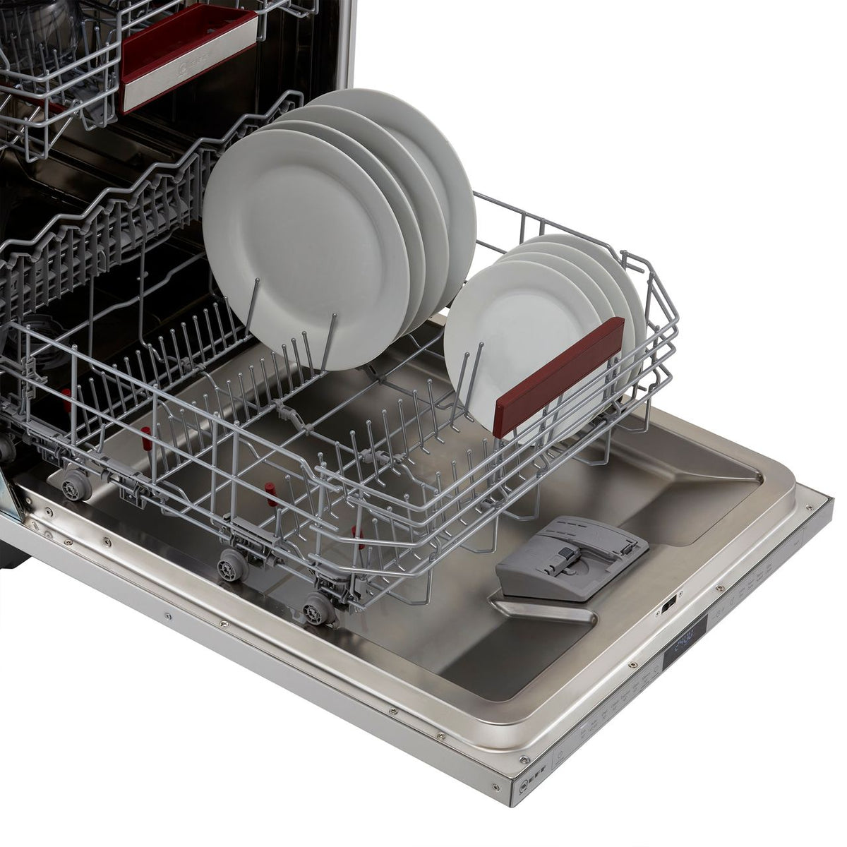 NEFF N70 S187ECX23G Wifi Connected Fully Integrated Standard Dishwasher - Stainless Steel Control Panel with Fixed Door Fixing Kit - D Rated