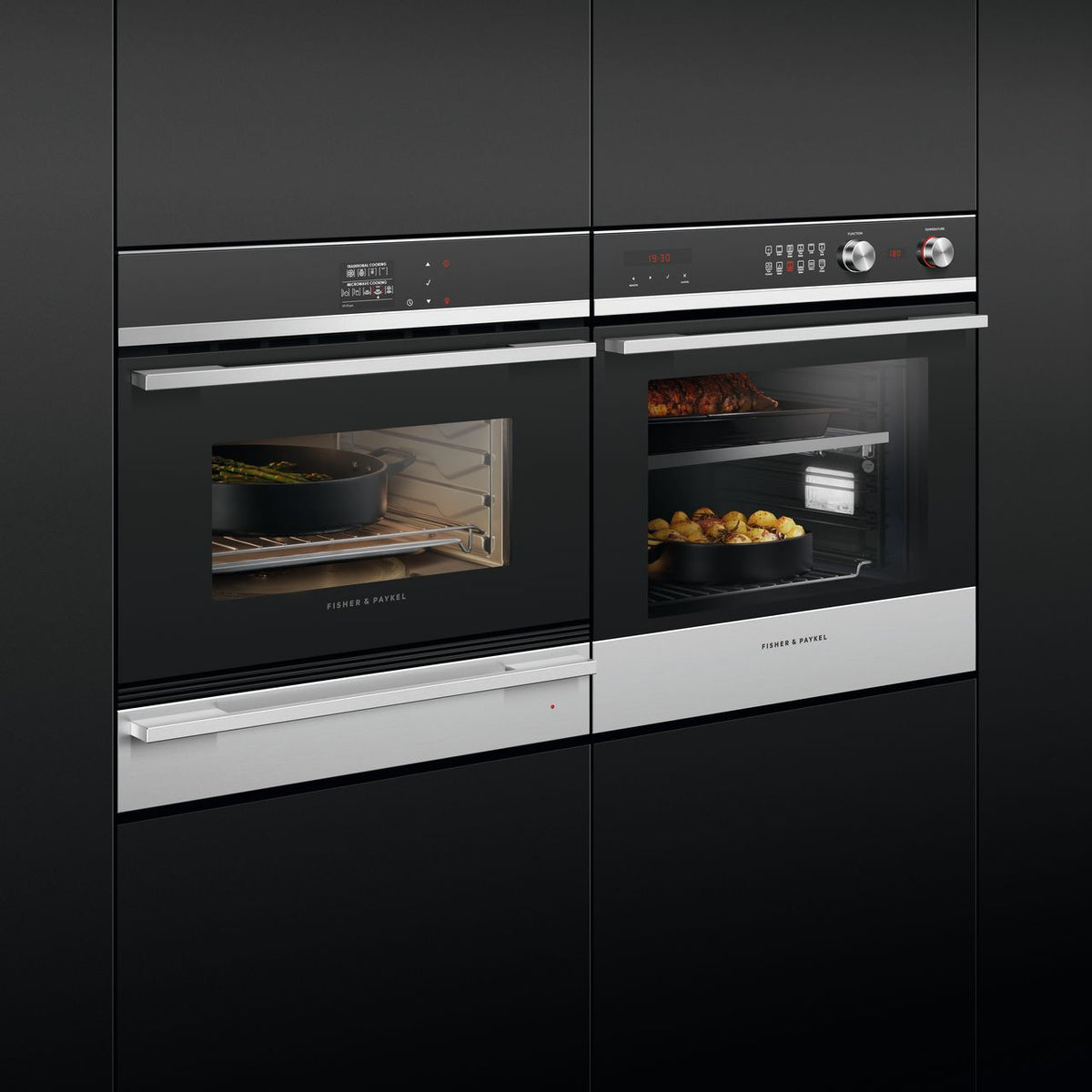 Fisher & Paykel Designer Companion OM60NDB1 Built In Combination Microwave Oven - Stainless Steel