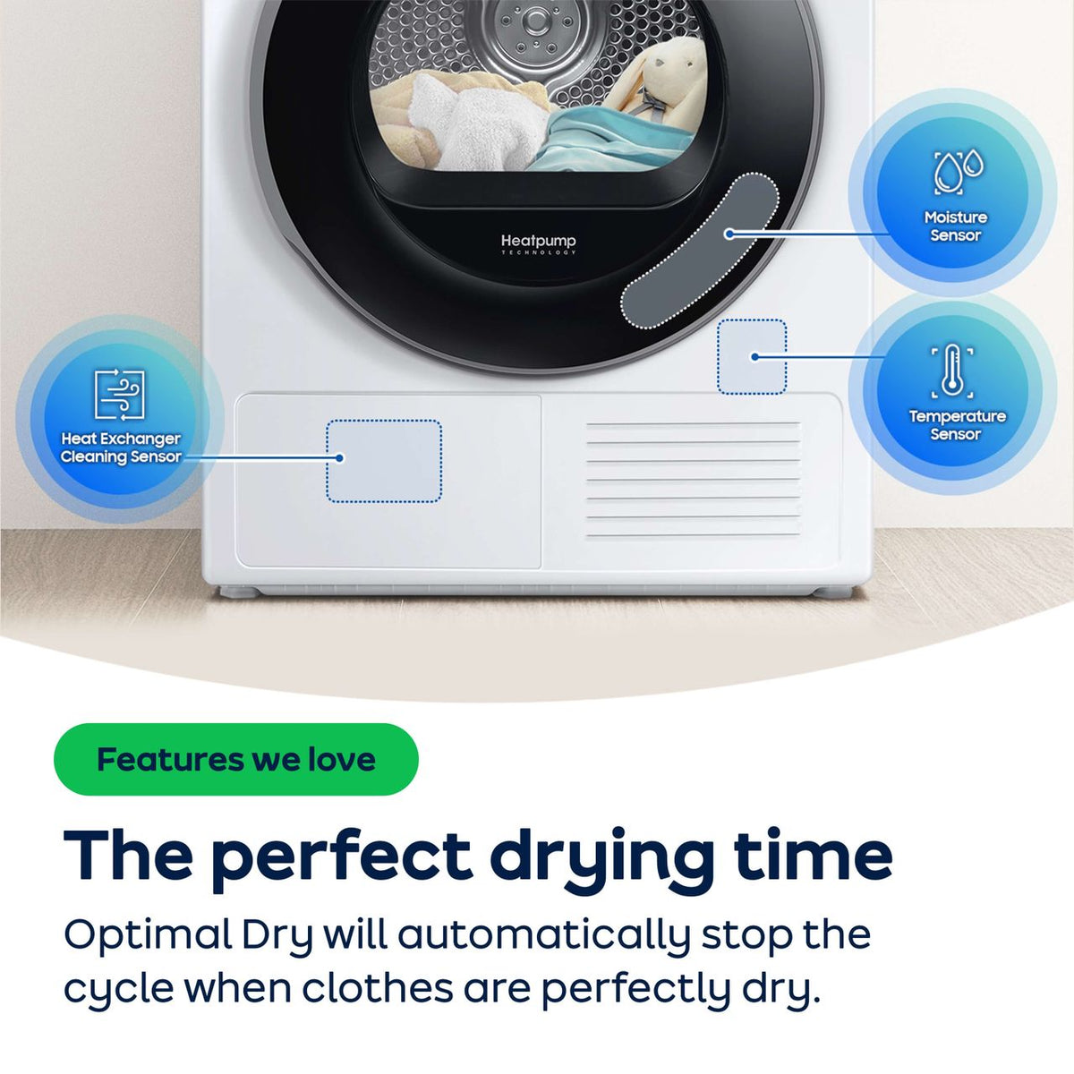 Samsung Series 6 DV90T6240LN Wi-Fi Connected 9Kg Heat Pump Tumble Dryer with Optimal Dry, Hygiene Care, A+++ Energy Rating