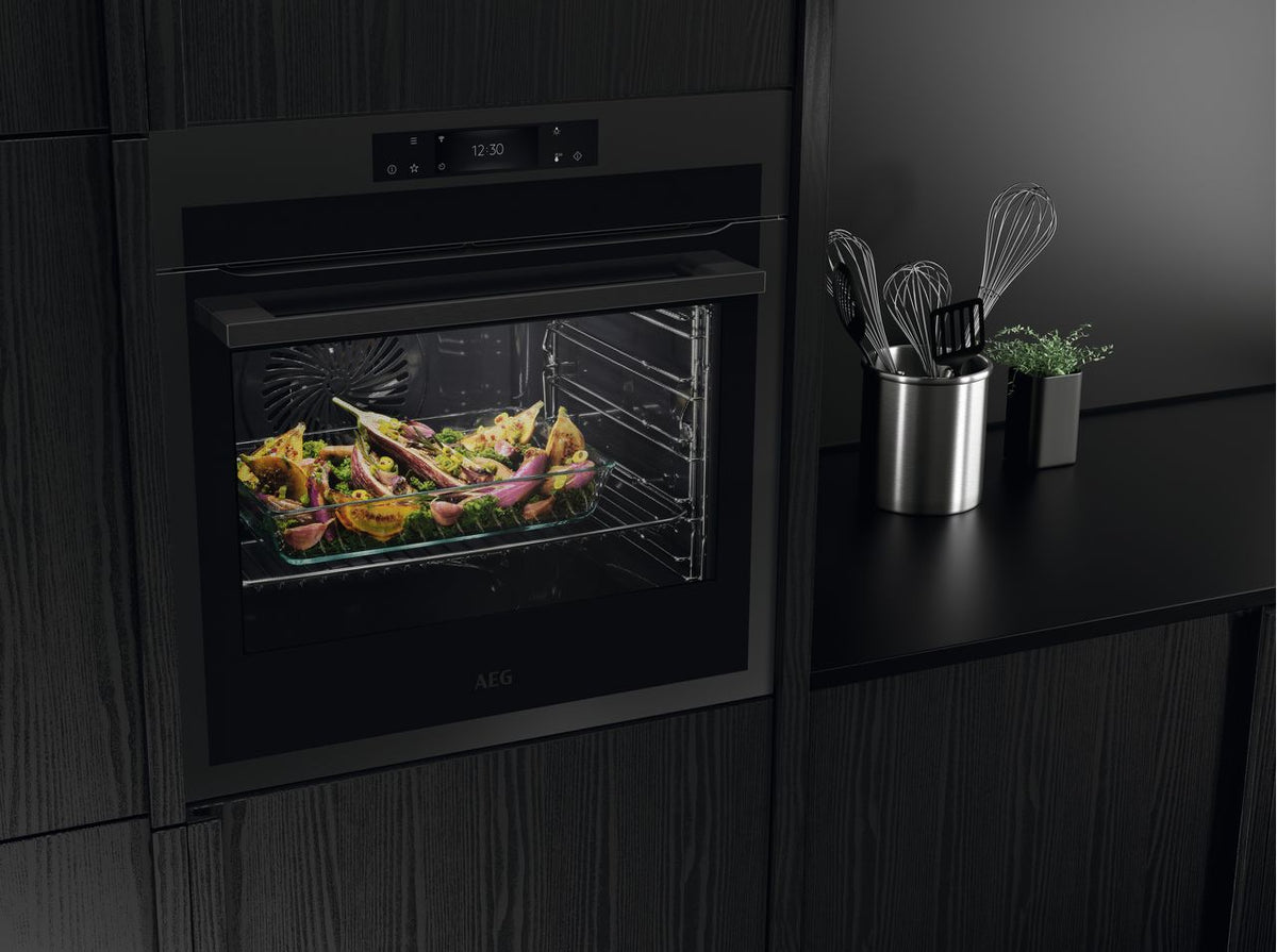 AEG AssistedCooking BPE748380T Built In Electric Single Oven with Pyrolytic Cleaning - Matte Black - A++ Rated