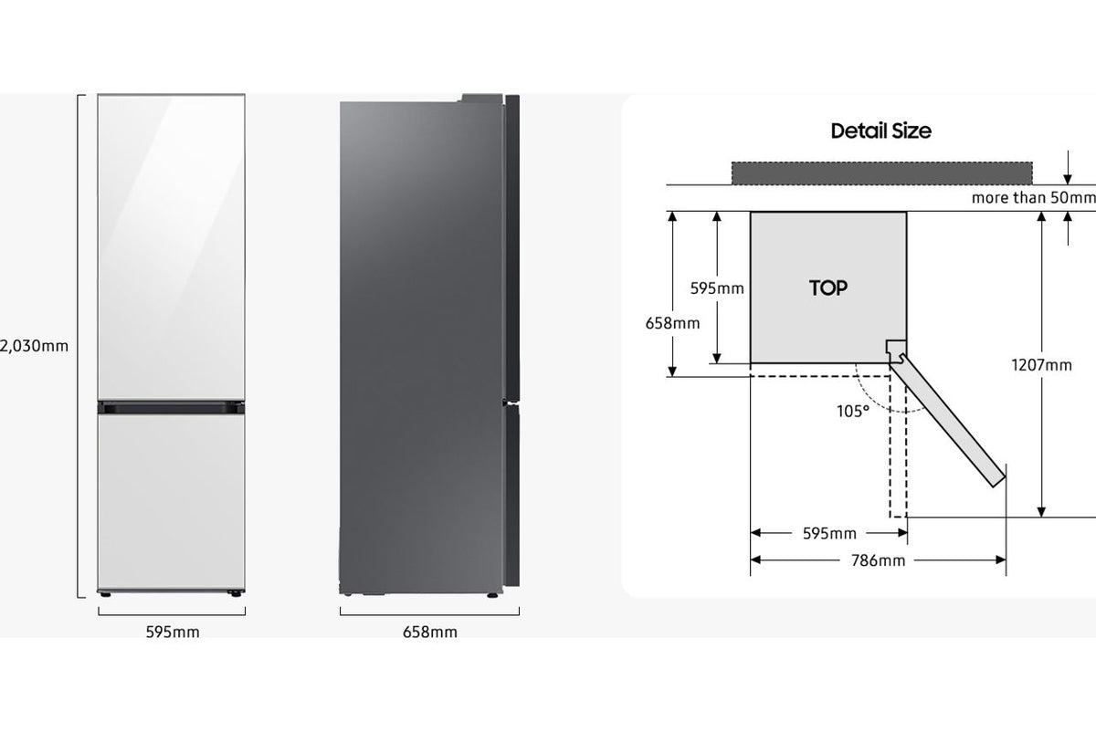 Samsung Bespoke RB38A7CGTS9 70-30 Frost Free Fridge Freezer - Silver - A Rated