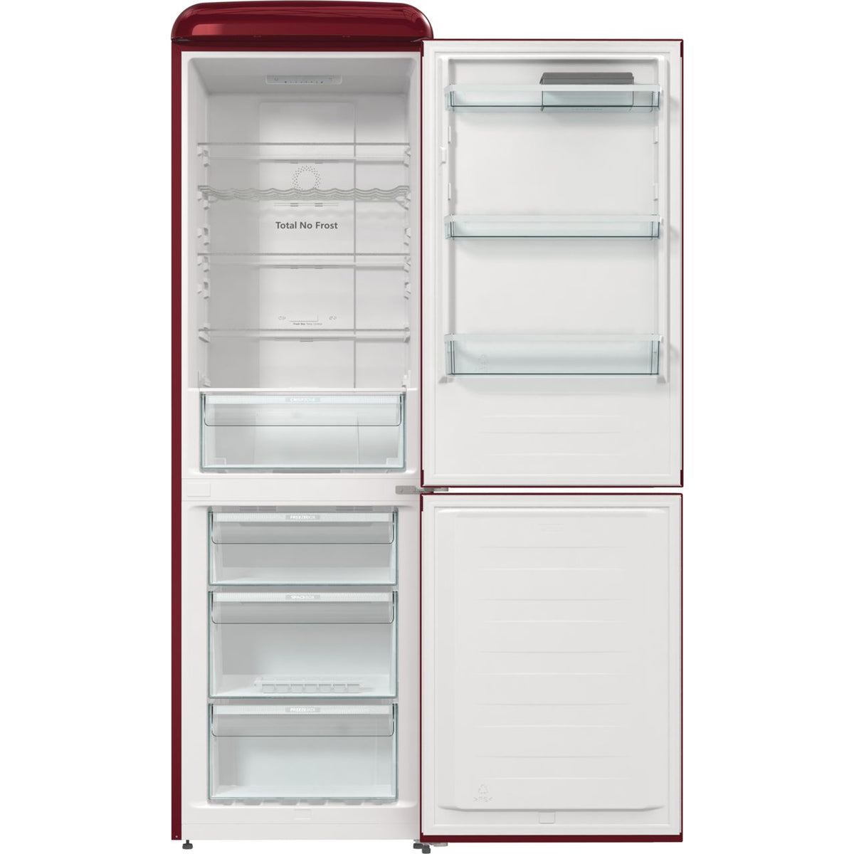 Hisense Retro RB390N4RRDUK 60-40 Frost Free Fridge Freezer - Bordeaux Red - D Rated