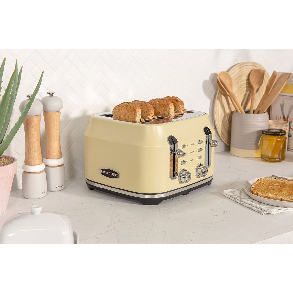 Rangemaster RMCL4S201CM 4 Slice Toaster - Almond Cream