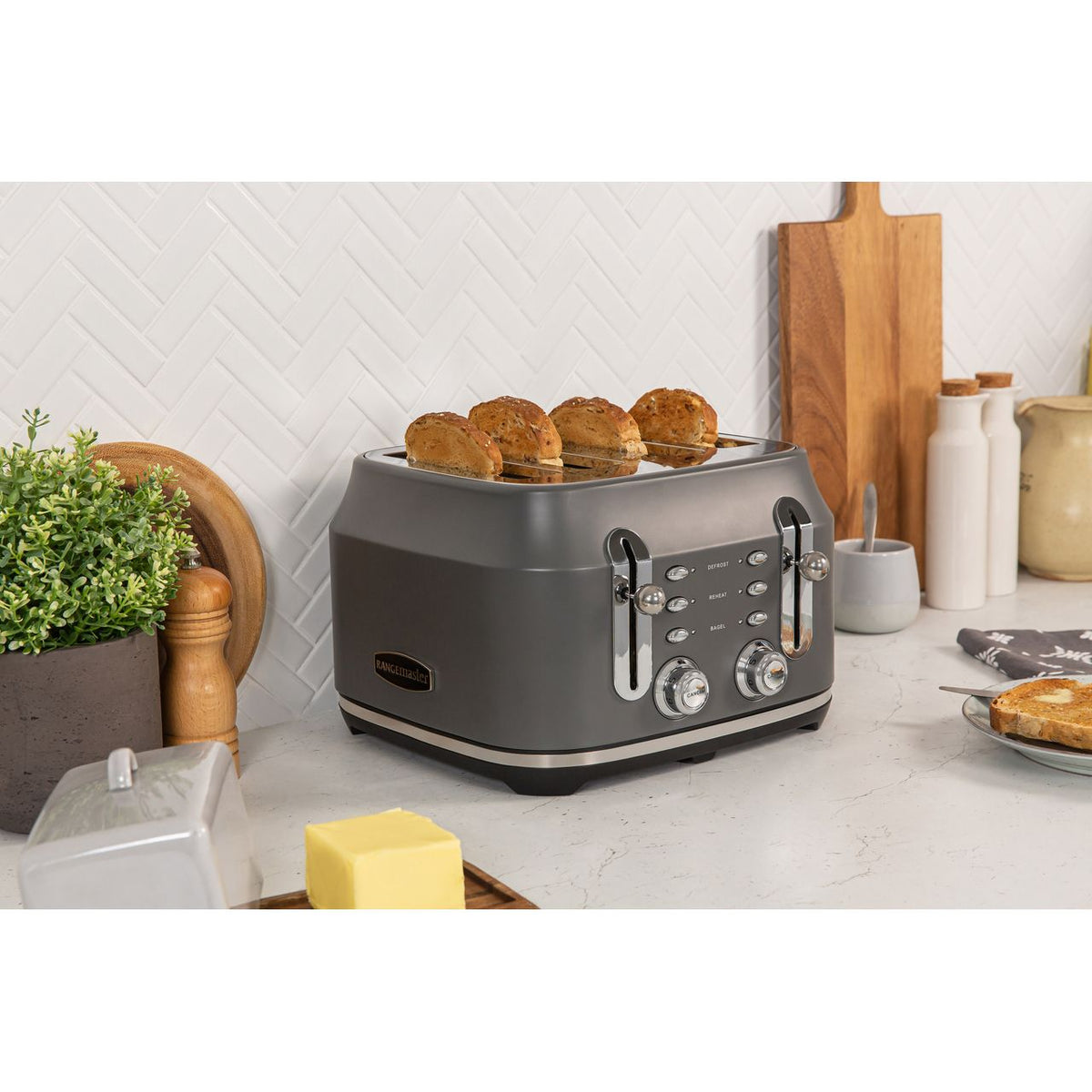 Rangemaster RMCL4S201GY 4 Slice Toaster - Silver