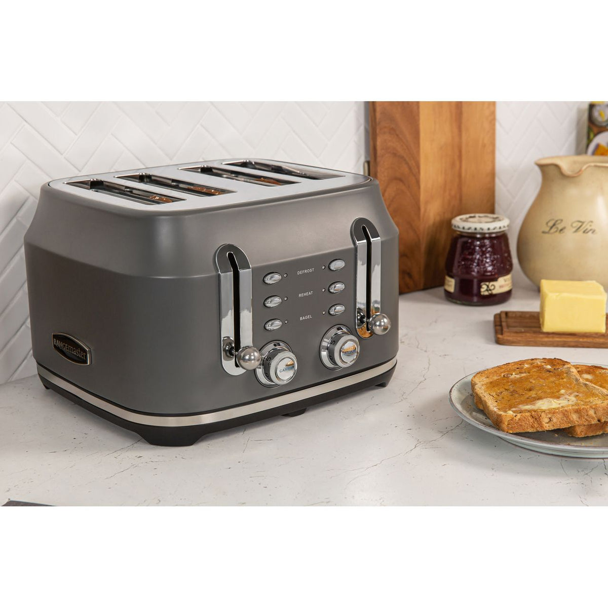 Rangemaster RMCL4S201GY 4 Slice Toaster - Silver