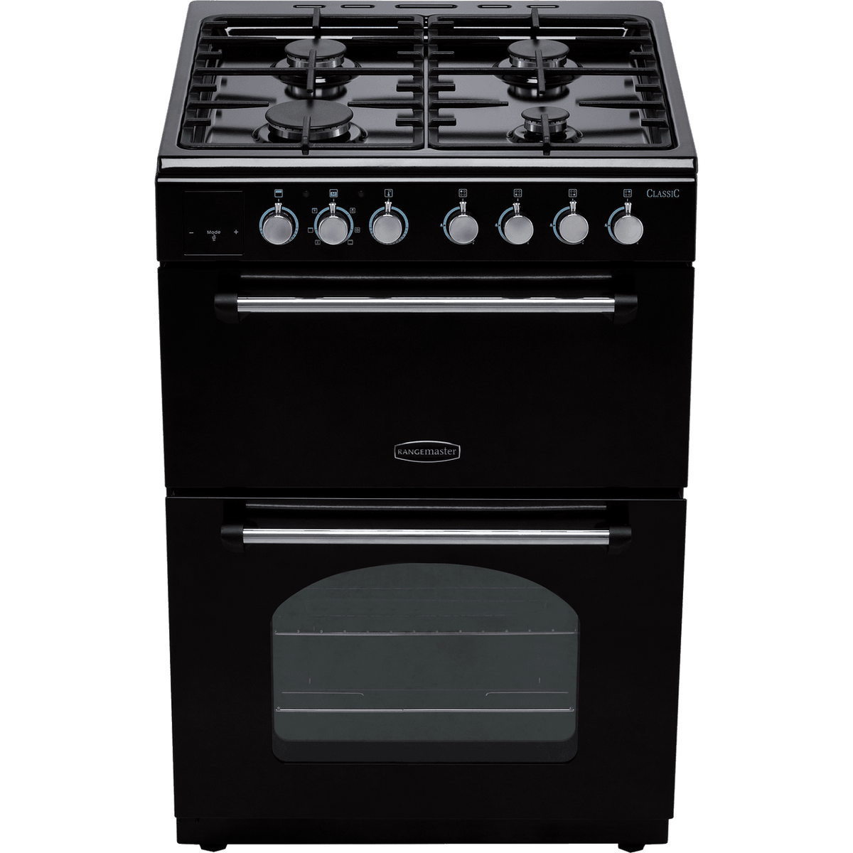 Rangemaster Classic 60 CLA60DFFBL-C Dual Fuel Cooker - Black - Chrome - A-A Rated