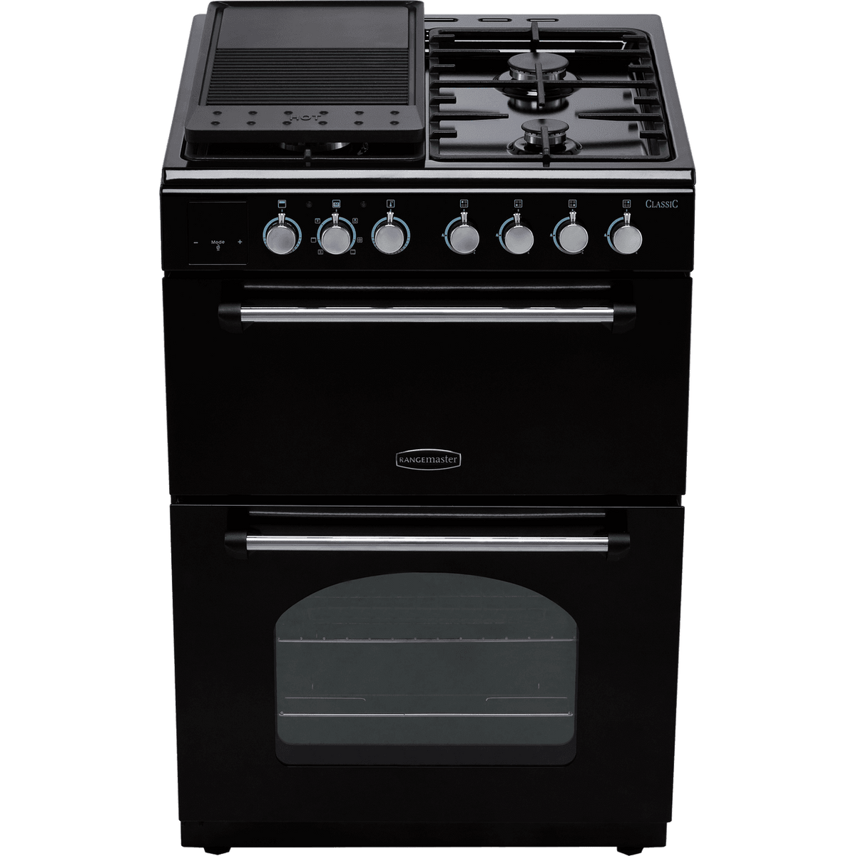 Rangemaster Classic 60 CLA60DFFBL-C Dual Fuel Cooker - Black - Chrome - A-A Rated