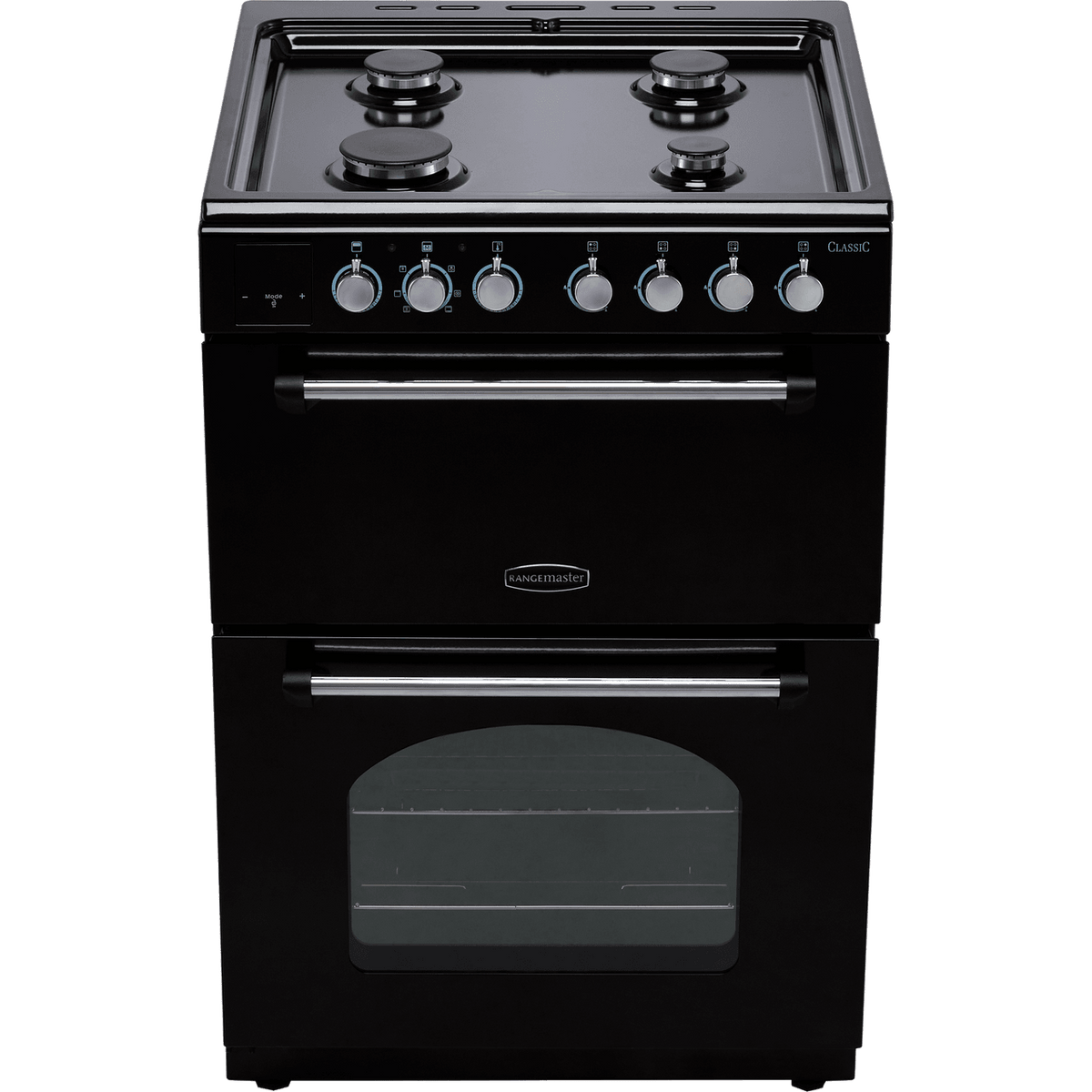 Rangemaster Classic 60 CLA60DFFBL-C Dual Fuel Cooker - Black - Chrome - A-A Rated