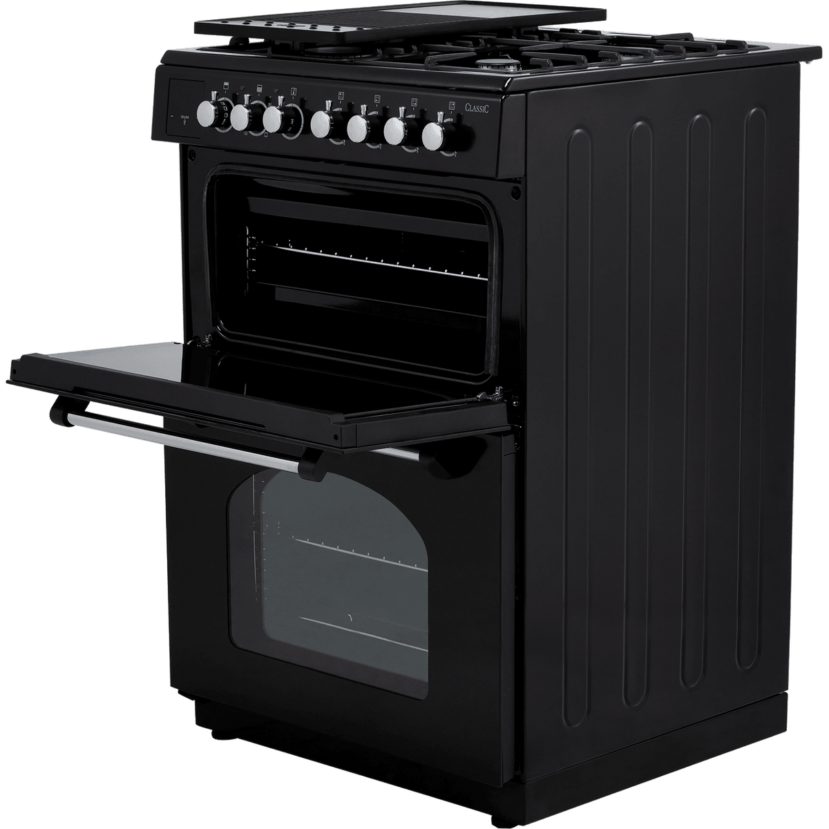 Rangemaster Classic 60 CLA60DFFBL-C Dual Fuel Cooker - Black - Chrome - A-A Rated