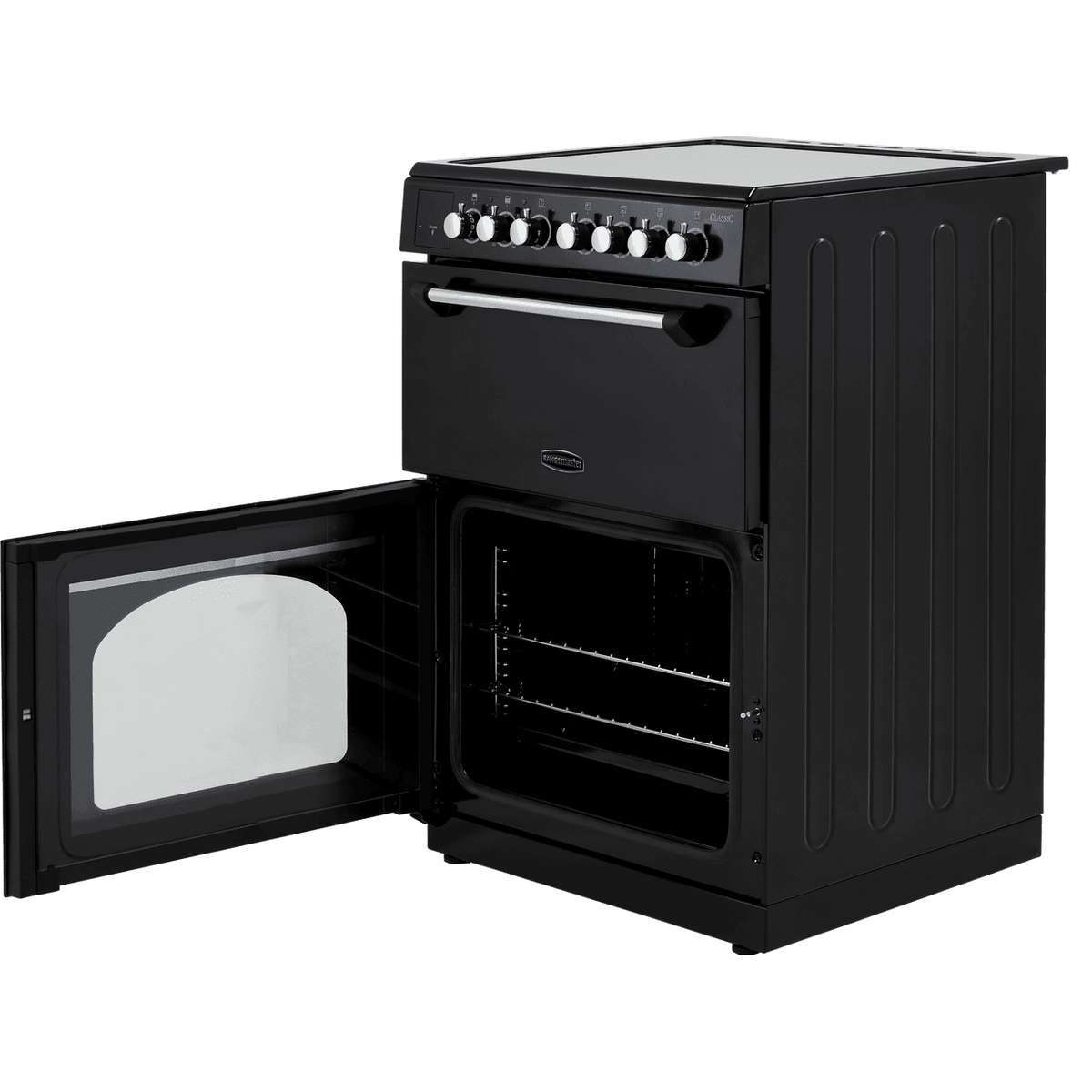 Rangemaster Classic 60 CLA60EIBL-C Electric Cooker with Induction Hob - Black - Chrome - A-A Rated