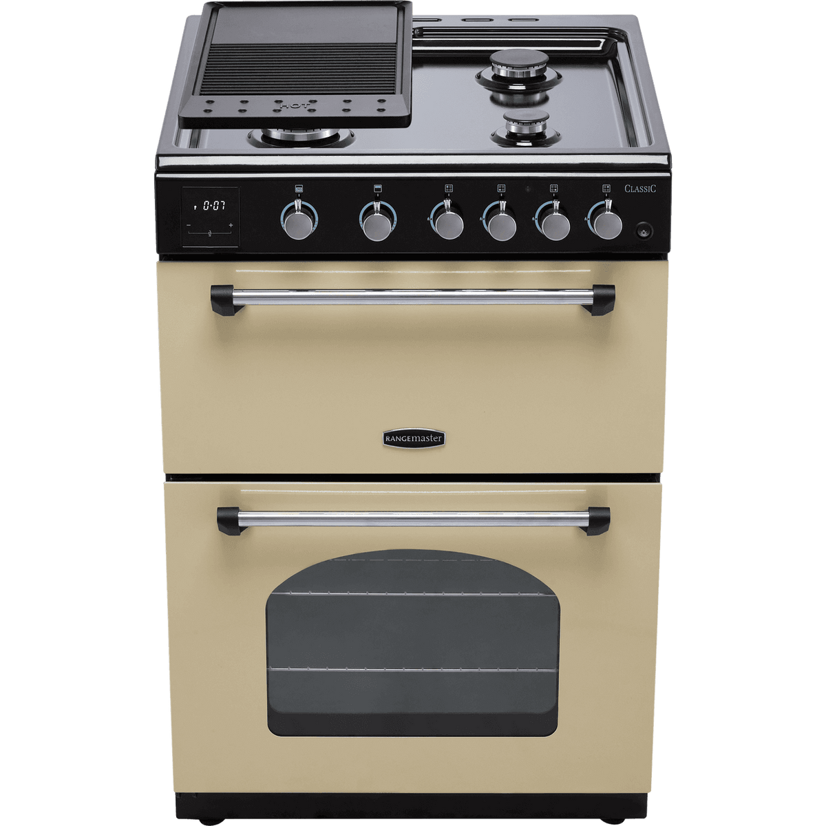 Rangemaster Classic 60 CLA60NGFCR-C Gas Cooker with Full Width Electric Grill - Cream - Chrome - A+-A Rated