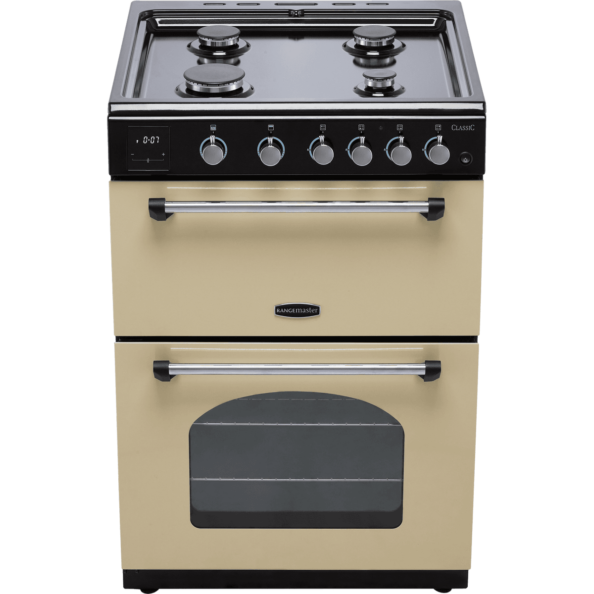 Rangemaster Classic 60 CLA60NGFCR-C Gas Cooker with Full Width Electric Grill - Cream - Chrome - A+-A Rated