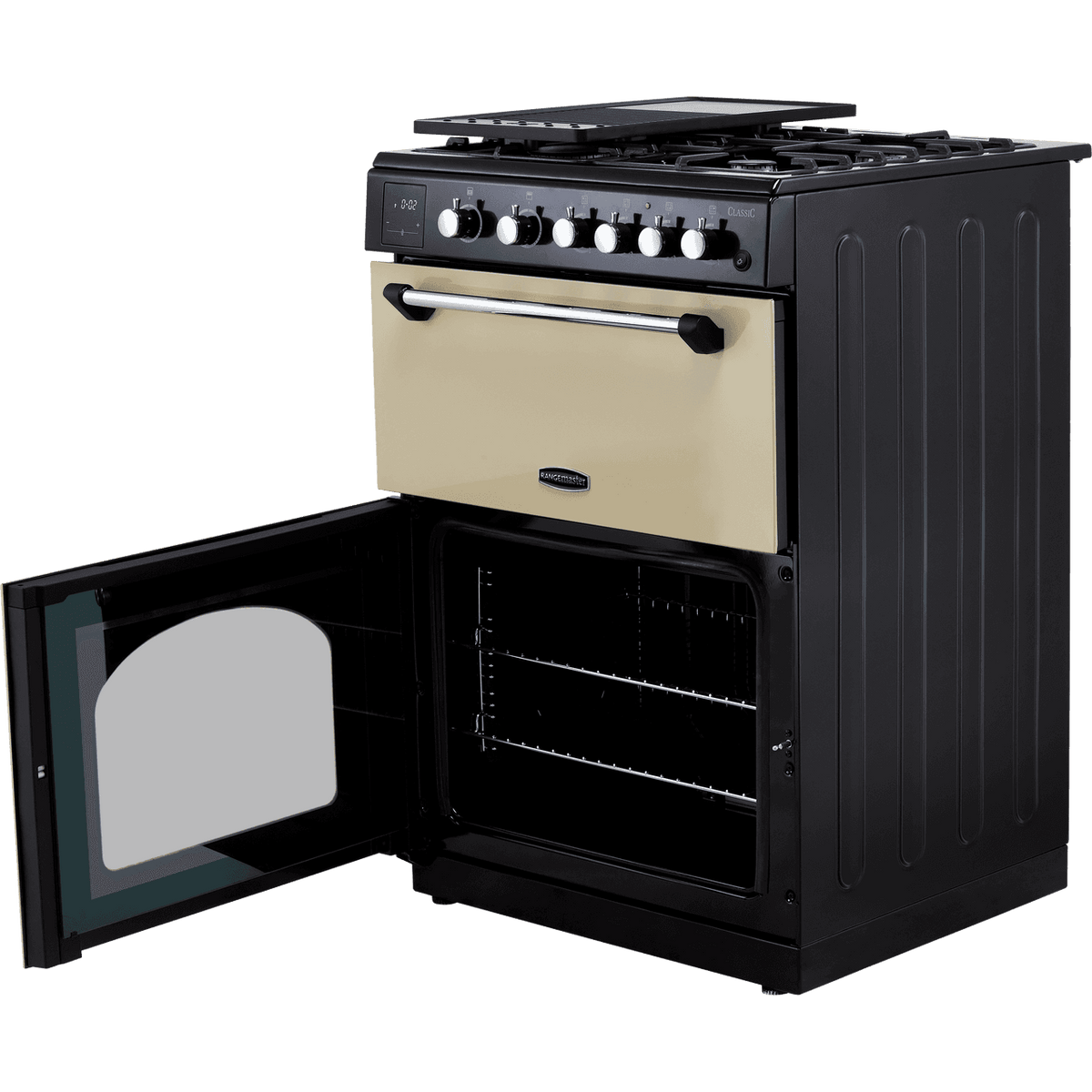 Rangemaster Classic 60 CLA60NGFCR-C Gas Cooker with Full Width Electric Grill - Cream - Chrome - A+-A Rated