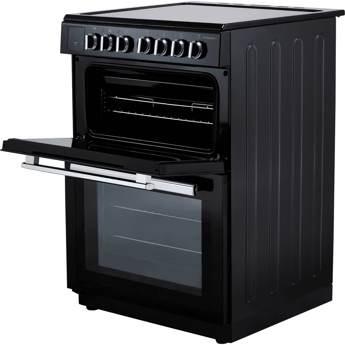 Rangemaster Professional Plus 60 PROPL60ECBL-C Electric Cooker with Ceramic Hob - Black - Chrome - A-A Rated