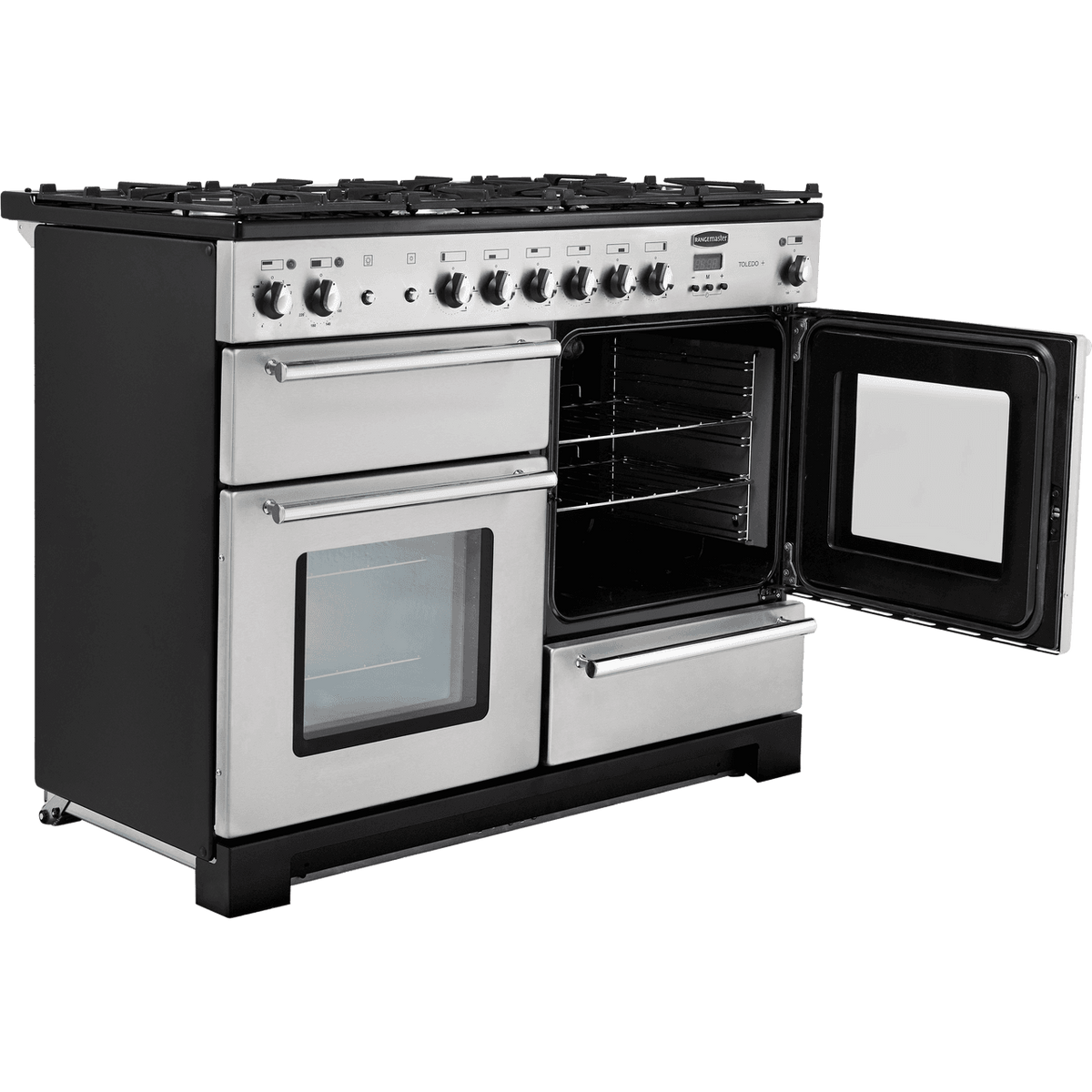 Rangemaster Toledo + TOLP110DFFSS-C 110cm Dual Fuel Range Cooker - Stainless Steel - Chrome - A-A Rated