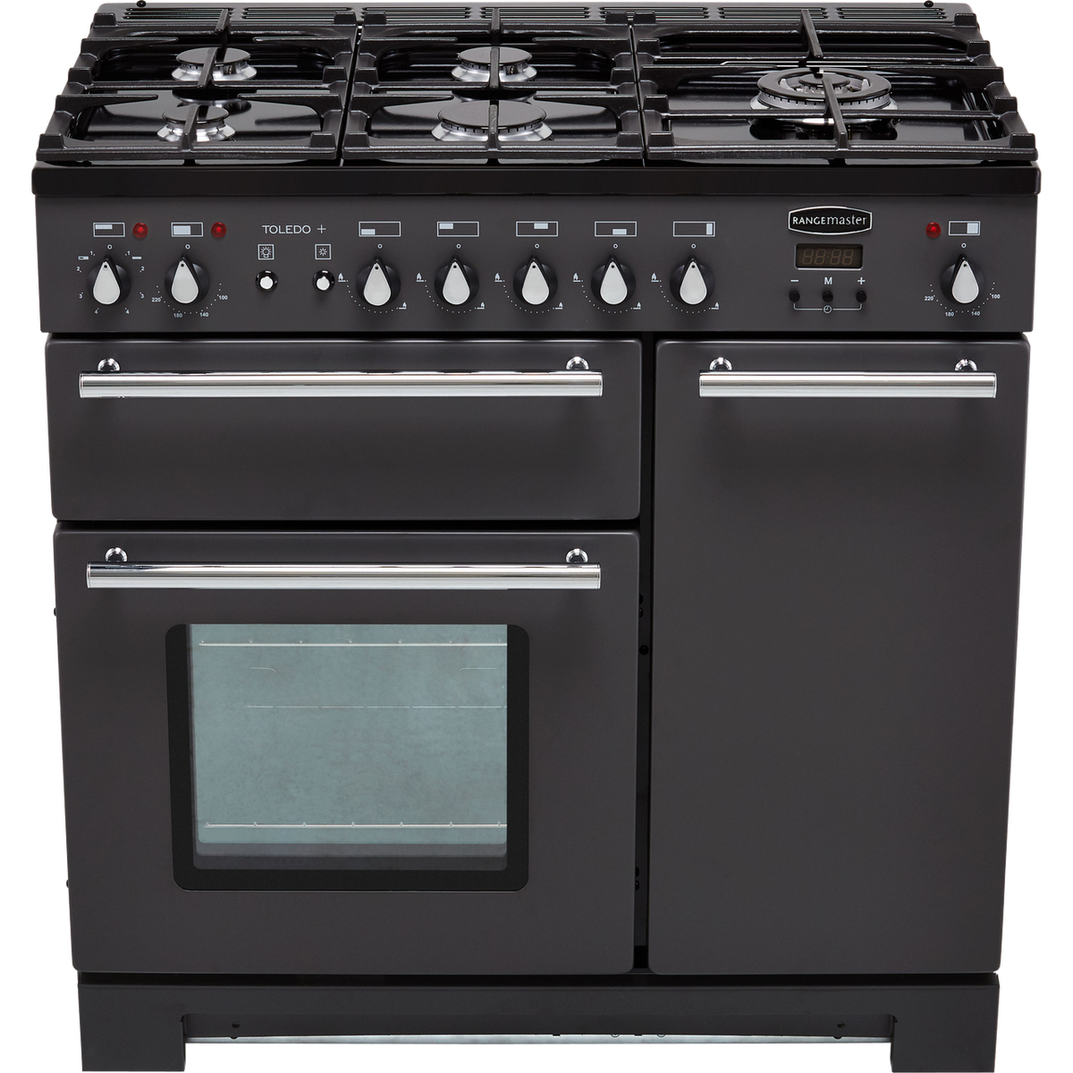 Rangemaster Toledo + TOLP90DFFSL-C 90cm Dual Fuel Range Cooker - Slate - A-A Rated