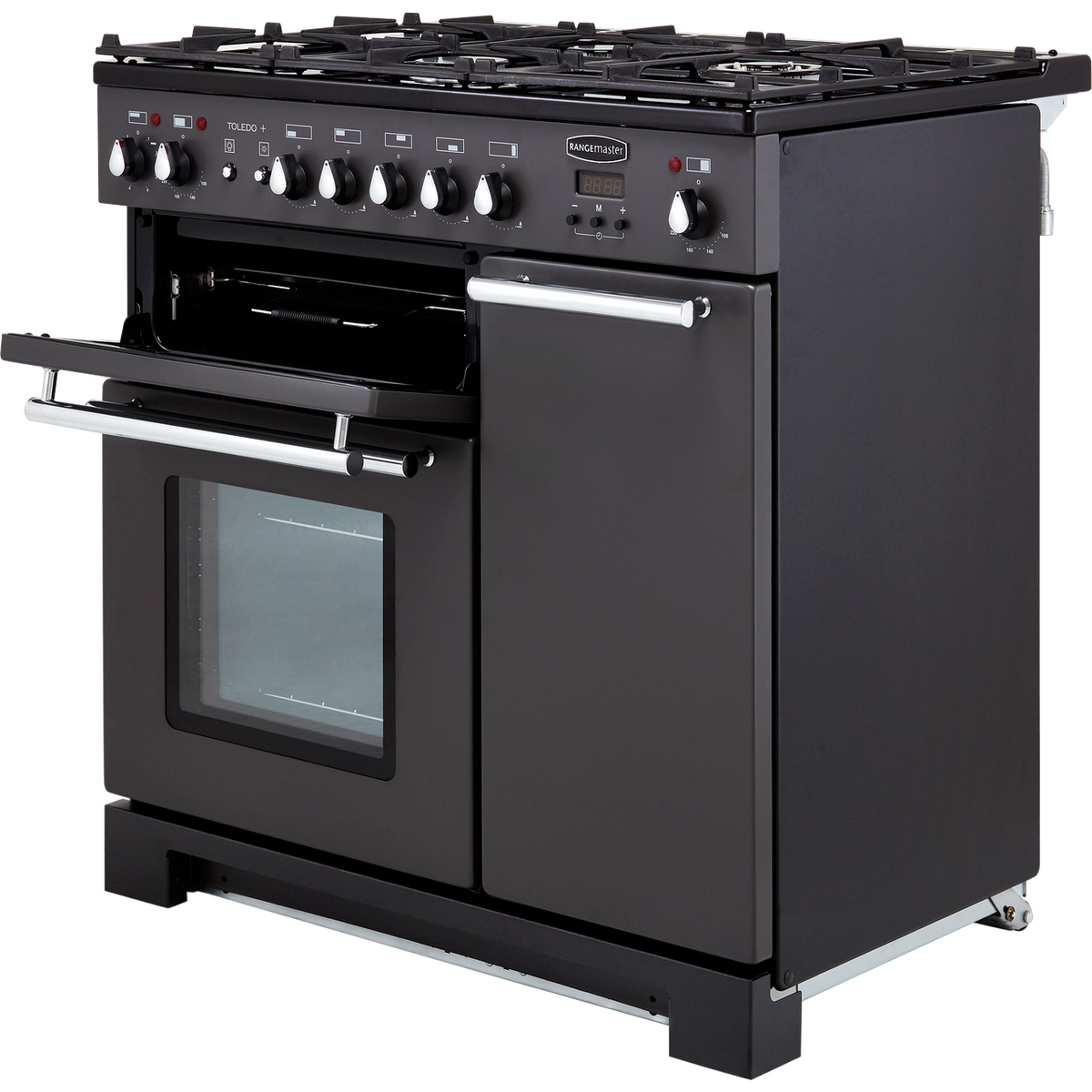 Rangemaster Toledo + TOLP90DFFSL-C 90cm Dual Fuel Range Cooker - Slate - A-A Rated