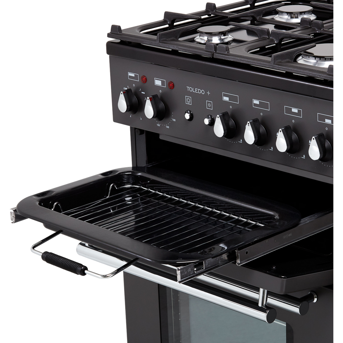 Rangemaster Toledo + TOLP90DFFSL-C 90cm Dual Fuel Range Cooker - Slate - A-A Rated