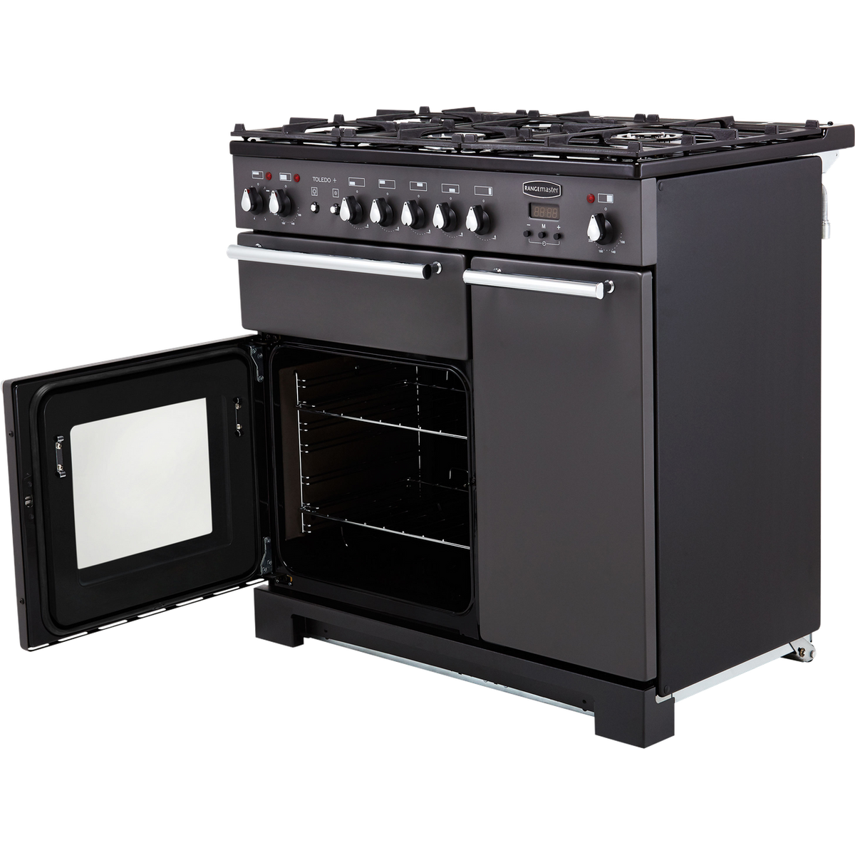 Rangemaster Toledo + TOLP90DFFSL-C 90cm Dual Fuel Range Cooker - Slate - A-A Rated