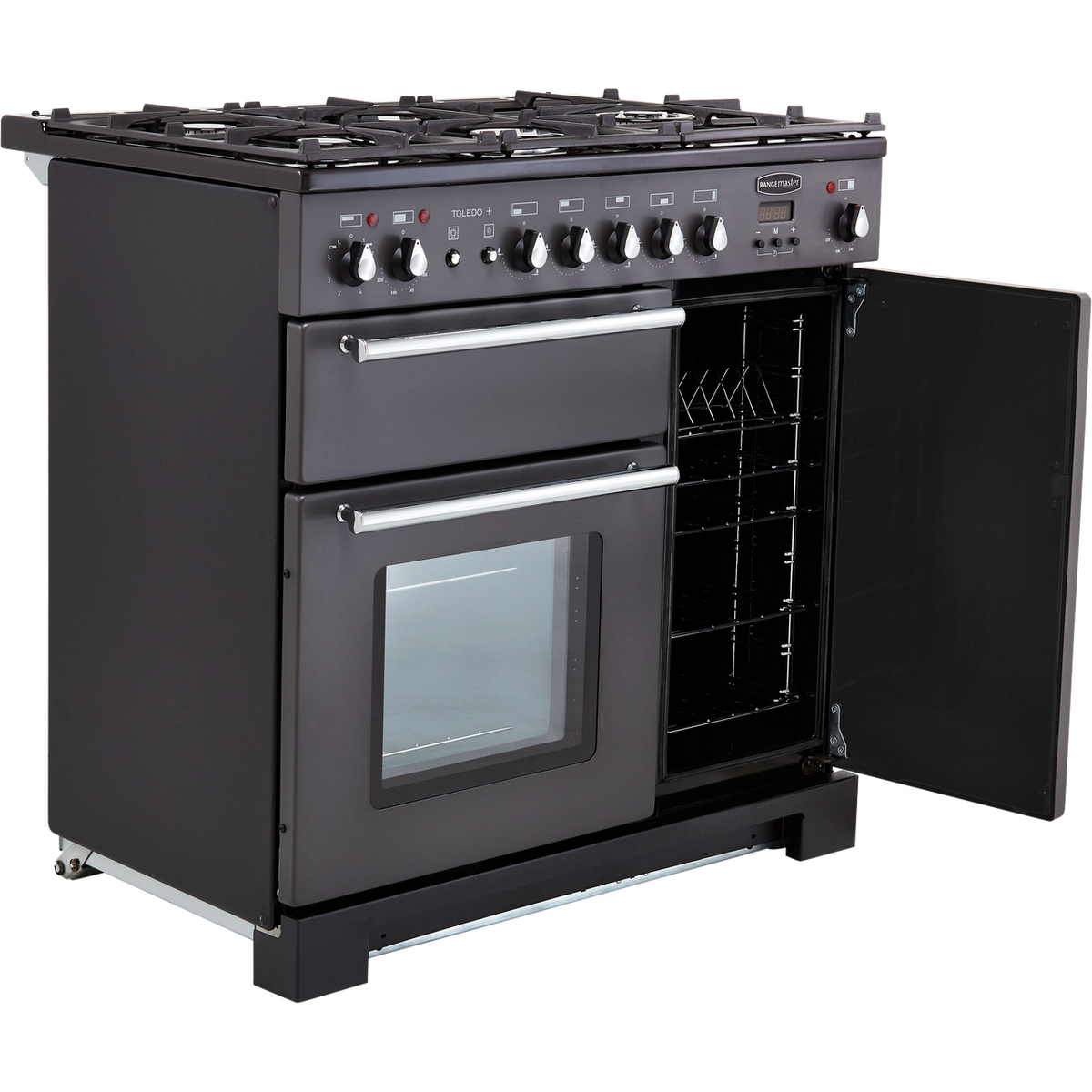 Rangemaster Toledo + TOLP90DFFSL-C 90cm Dual Fuel Range Cooker - Slate - A-A Rated