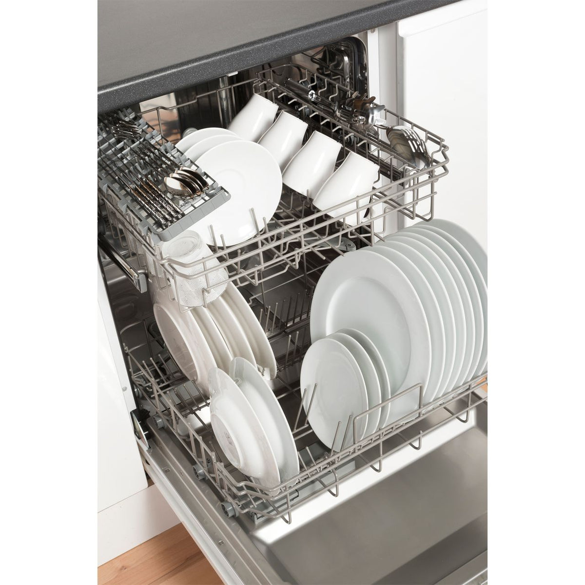 Stoves SDW60 Fully Integrated Standard Dishwasher - Silver Control Panel with Fixed Door Fixing Kit - D Rated