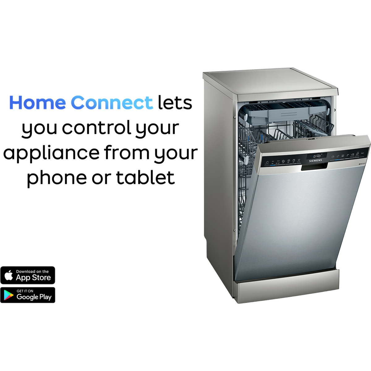 Siemens IQ-300 SR23EI28ME Wifi Connected Slimline Dishwasher - Stainless Steel - D Rated