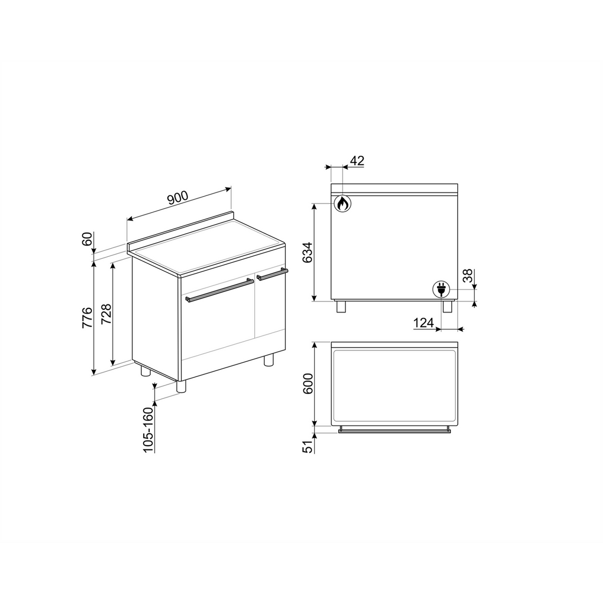 Smeg Concert SUK92MX9-1 90cm Dual Fuel Range Cooker - Stainless Steel - A-A Rated