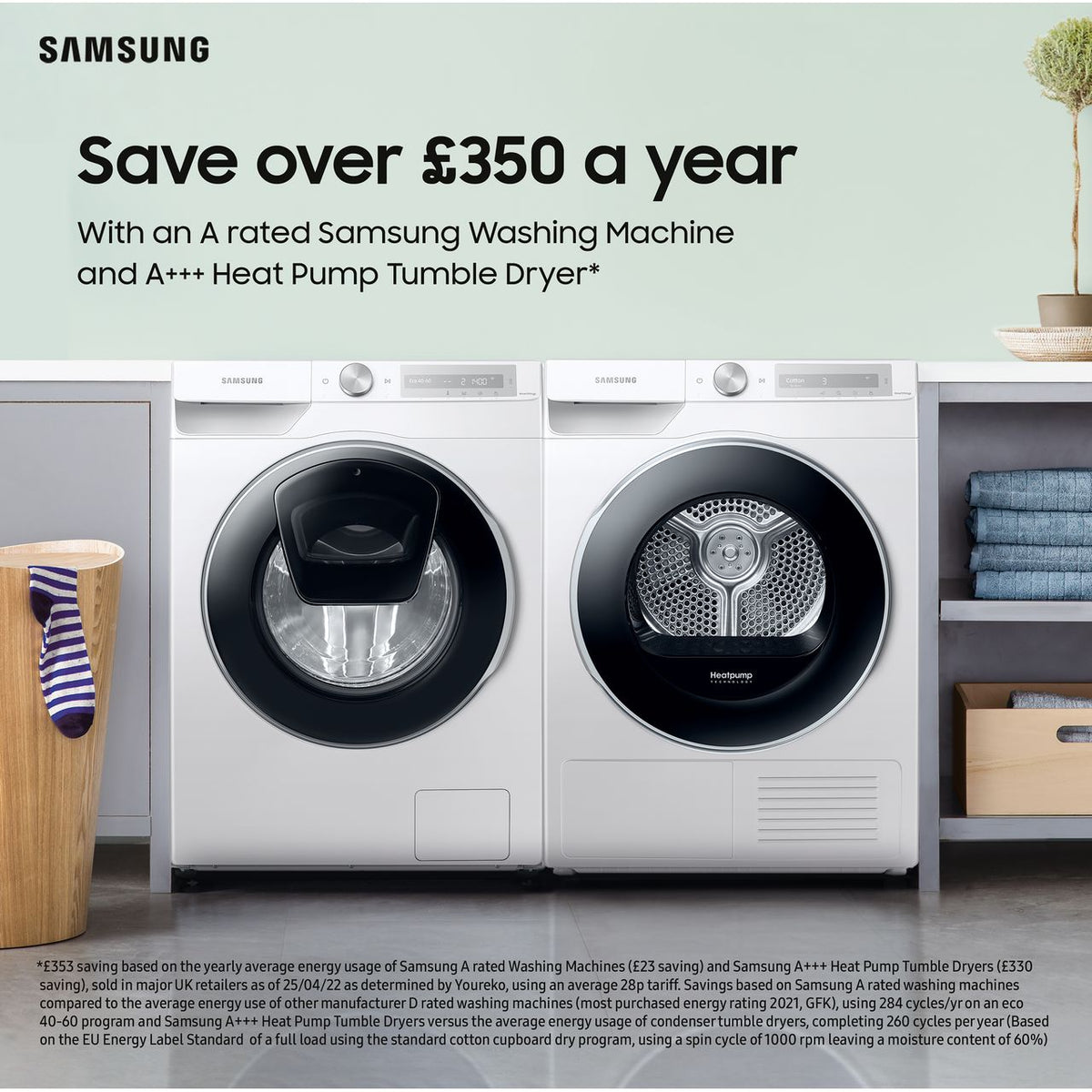 Samsung Series 9 OptimalDry™ DV90T8240SH Wifi Connected 9Kg Heat Pump Tumble Dryer - White - A+++ Rated