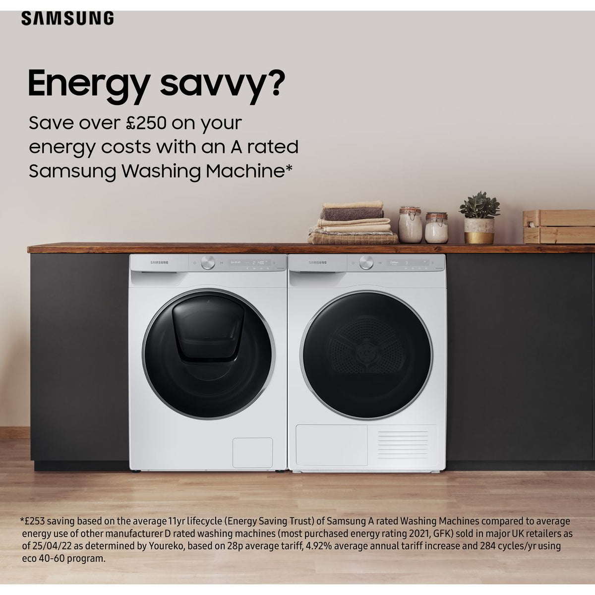 Samsung Series 5 ecobubble™ WW80TA046AE 8kg Washing Machine with 1400 rpm - White - B Rated