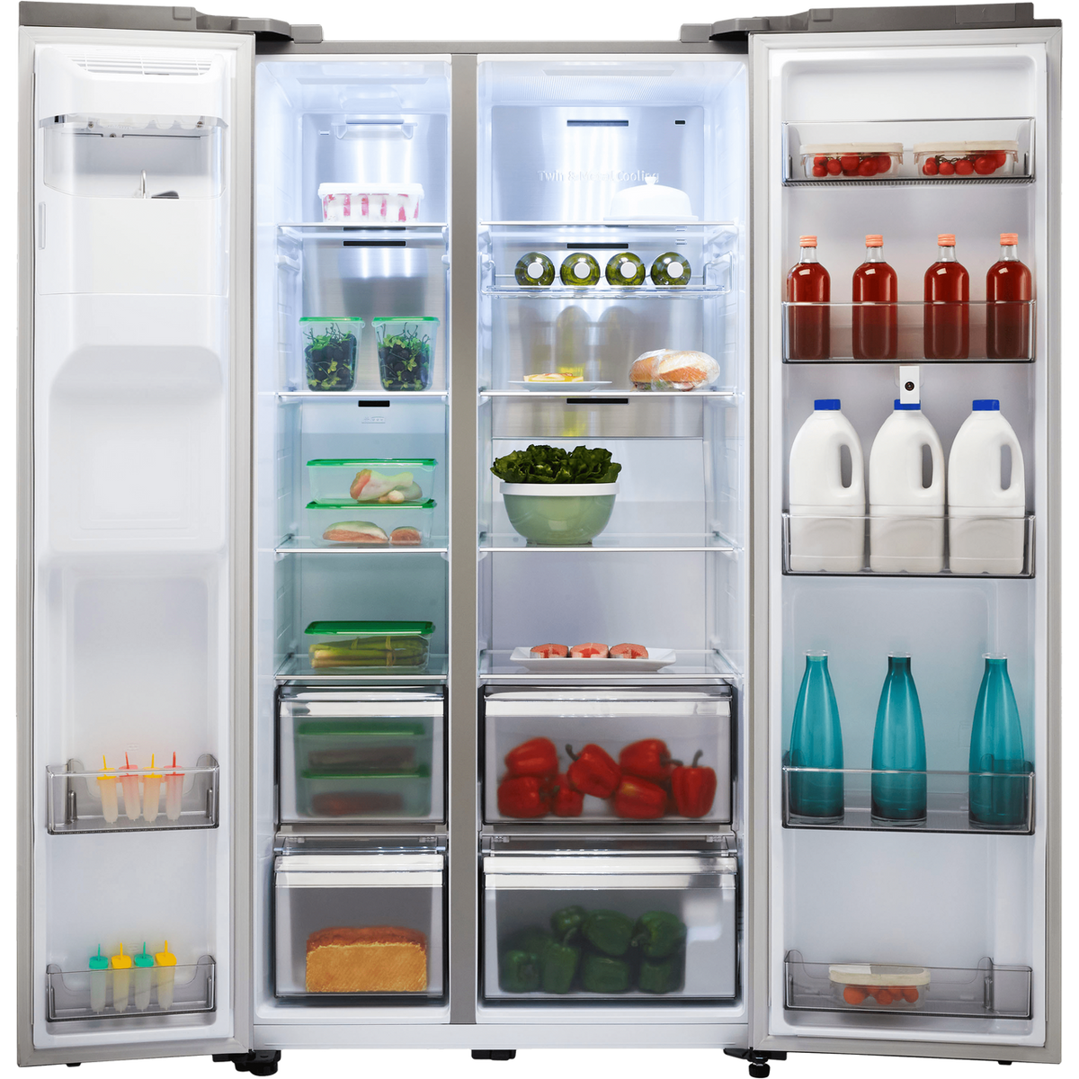 Samsung Family Hub™ RS6HA8891SL Wifi Connected Plumbed American Fridge Freezer with Family Hub™, Digital Inverter Compressor, Plumbed Water Dispenser