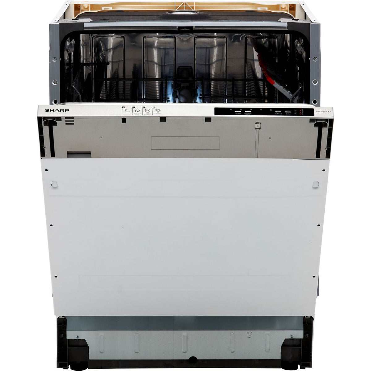 Sharp QW-NI13I49EX-EN Fully Integrated Standard Dishwasher - Silver Control Panel with Fixed Door Fixing Kit - E Rated