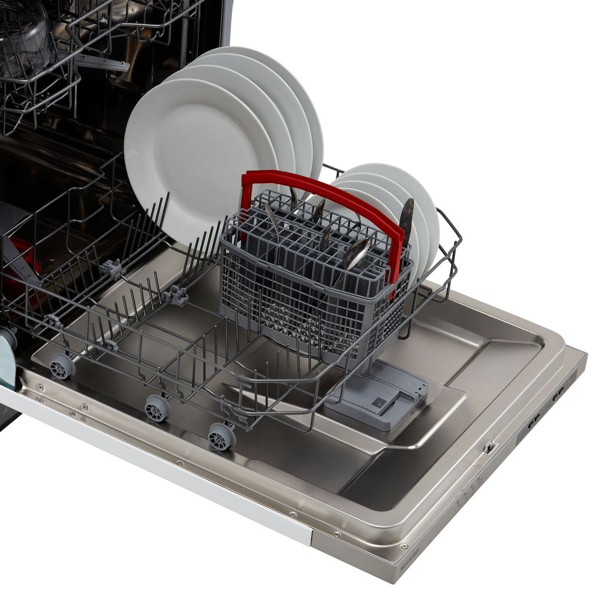 Sharp QW-NI13I49EX-EN Fully Integrated Standard Dishwasher - Silver Control Panel with Fixed Door Fixing Kit - E Rated