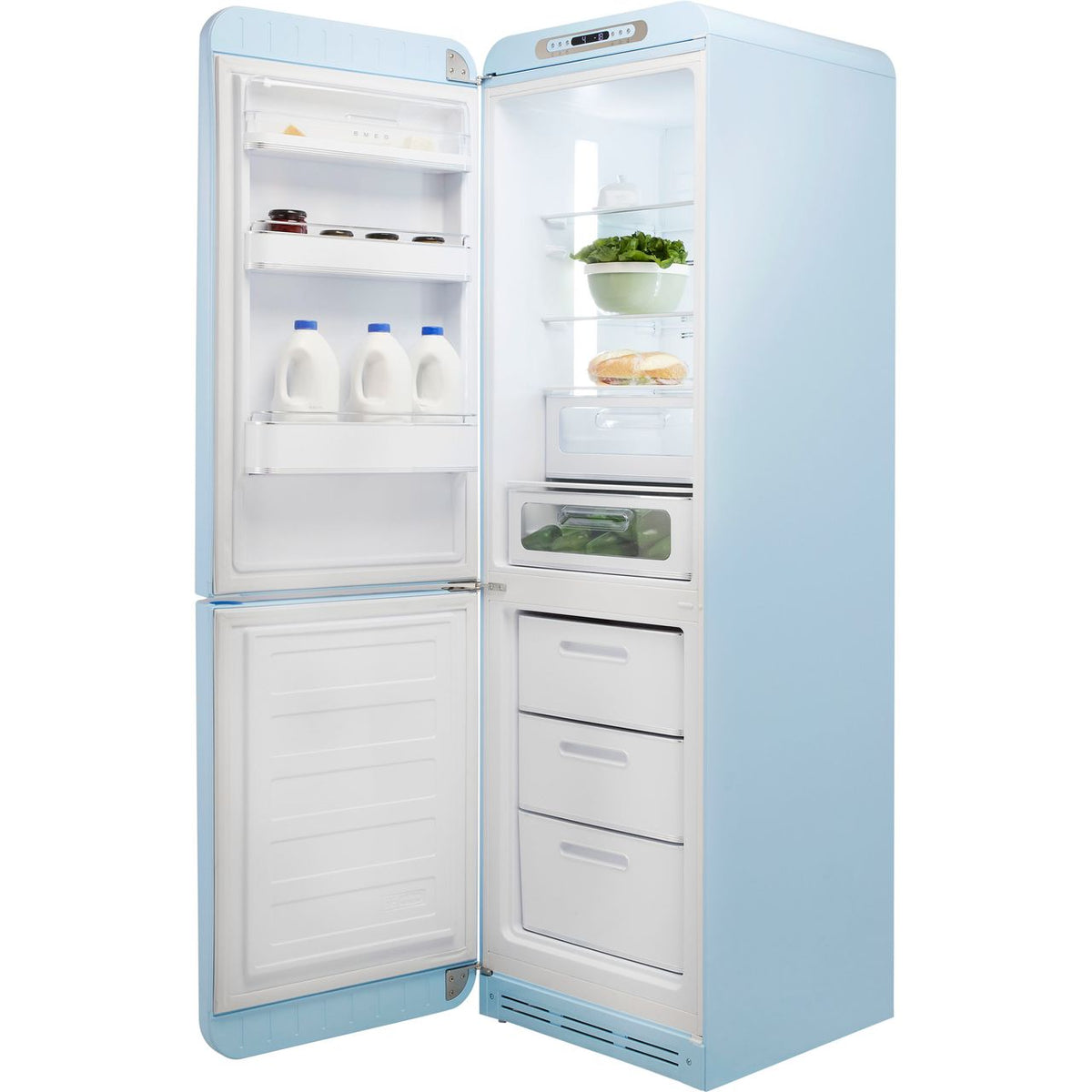 Smeg Left Hand Hinge FAB32LPB5UK 60-40 Frost Free Fridge Freezer - Pastel Blue - D Rated