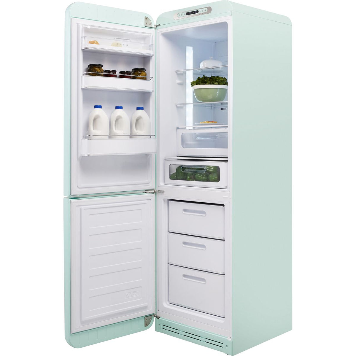 Smeg Left Hand Hinge FAB32LPG5UK 60-40 Frost Free Fridge Freezer - Pastel Green - D Rated