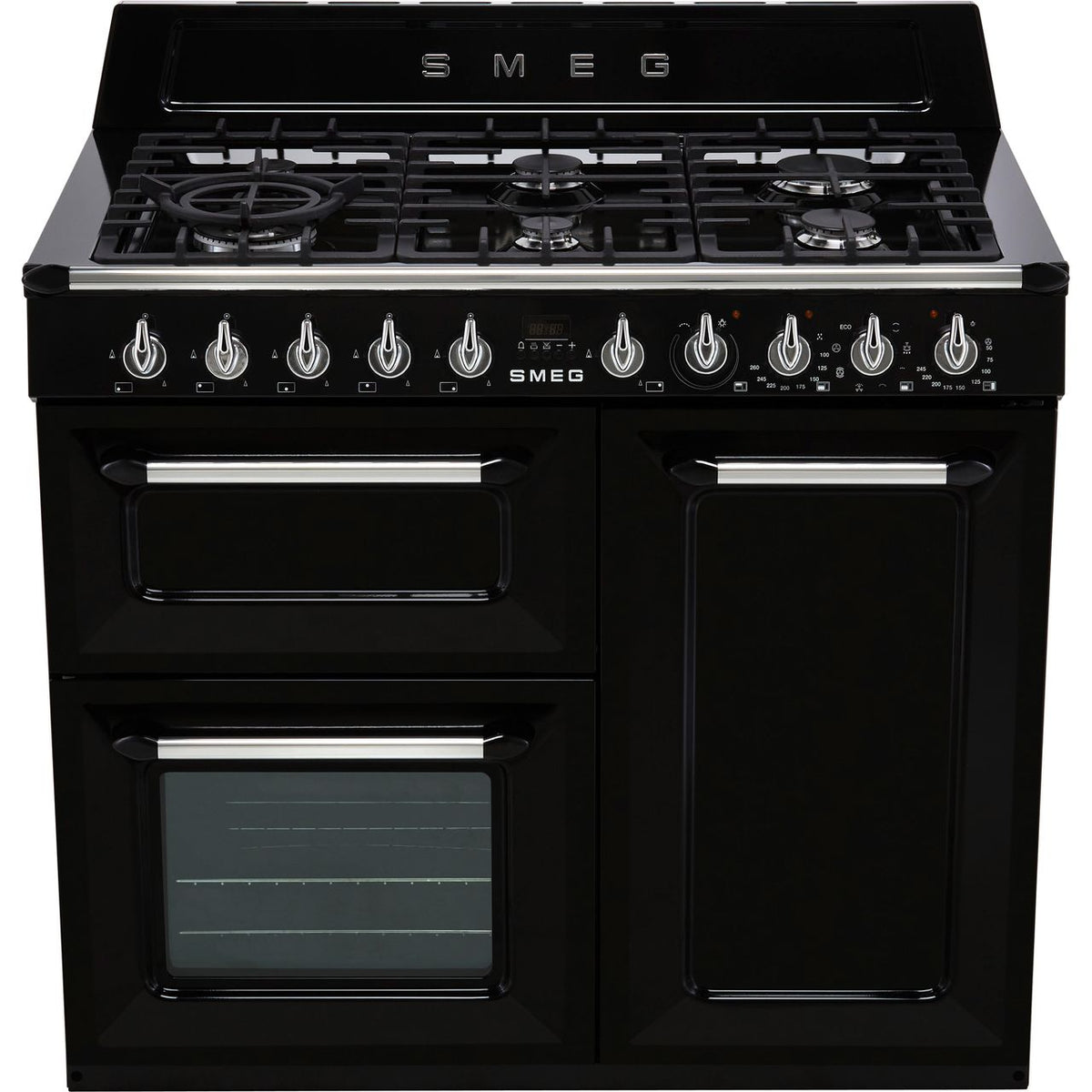 Smeg Victoria TR103BL 100cm Dual Fuel Range Cooker - Black - A-B Rated