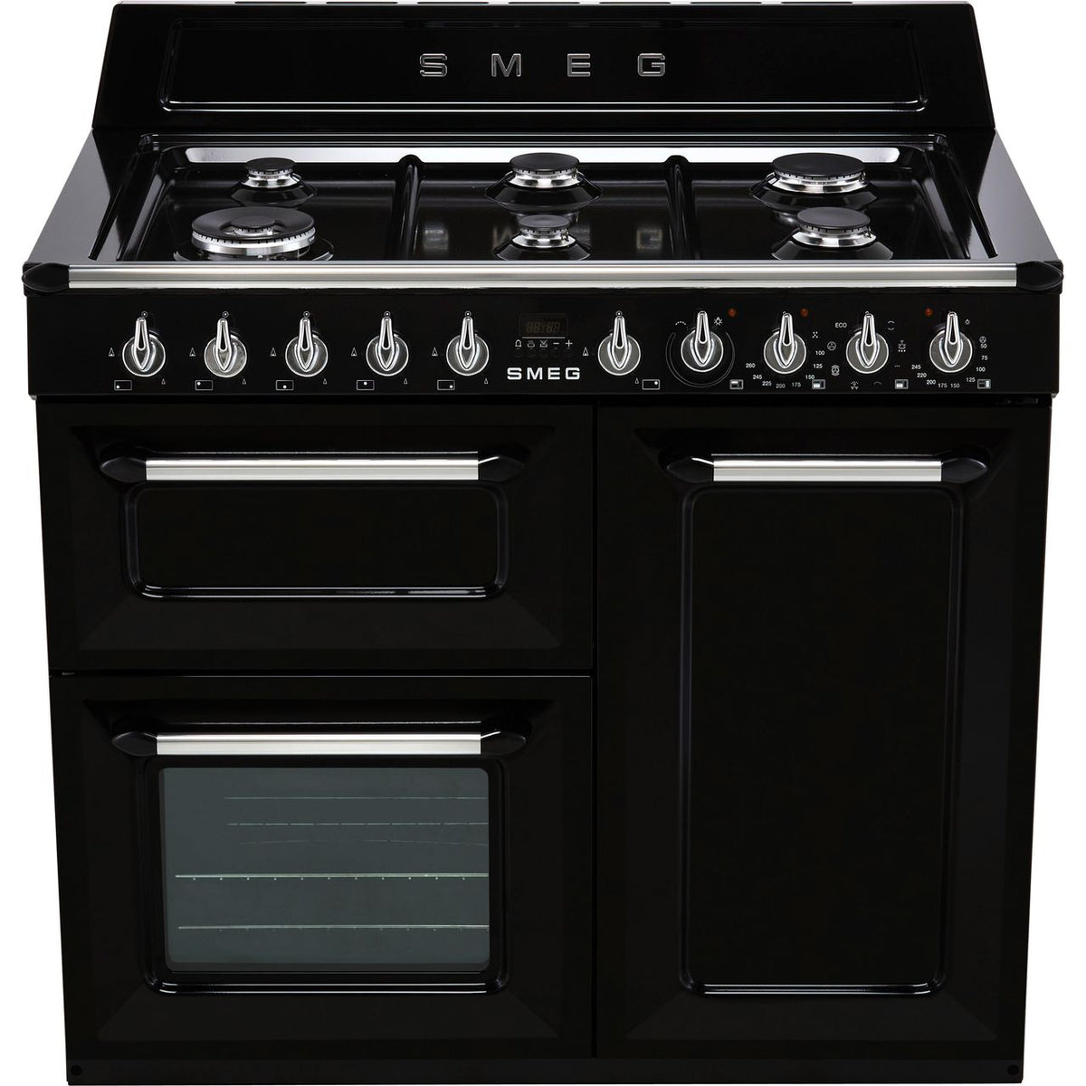 Smeg Victoria TR103BL 100cm Dual Fuel Range Cooker - Black - A-B Rated